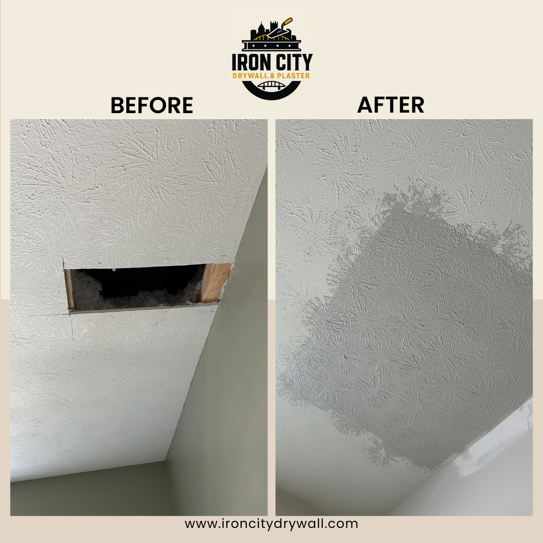 drywall-ceiling-repair-collier-township-before-after