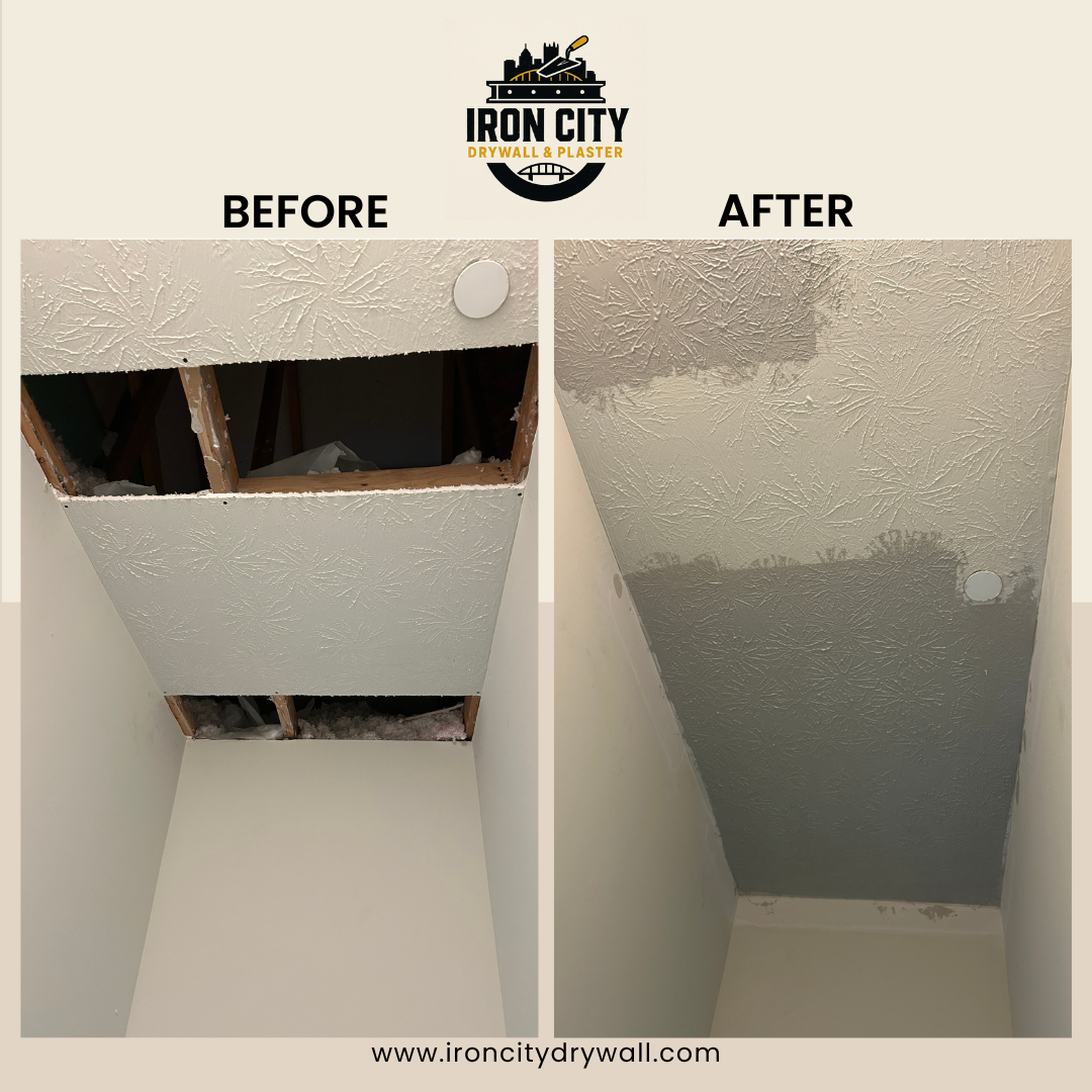 drywall-ceiling-repair-collier-township-before-after