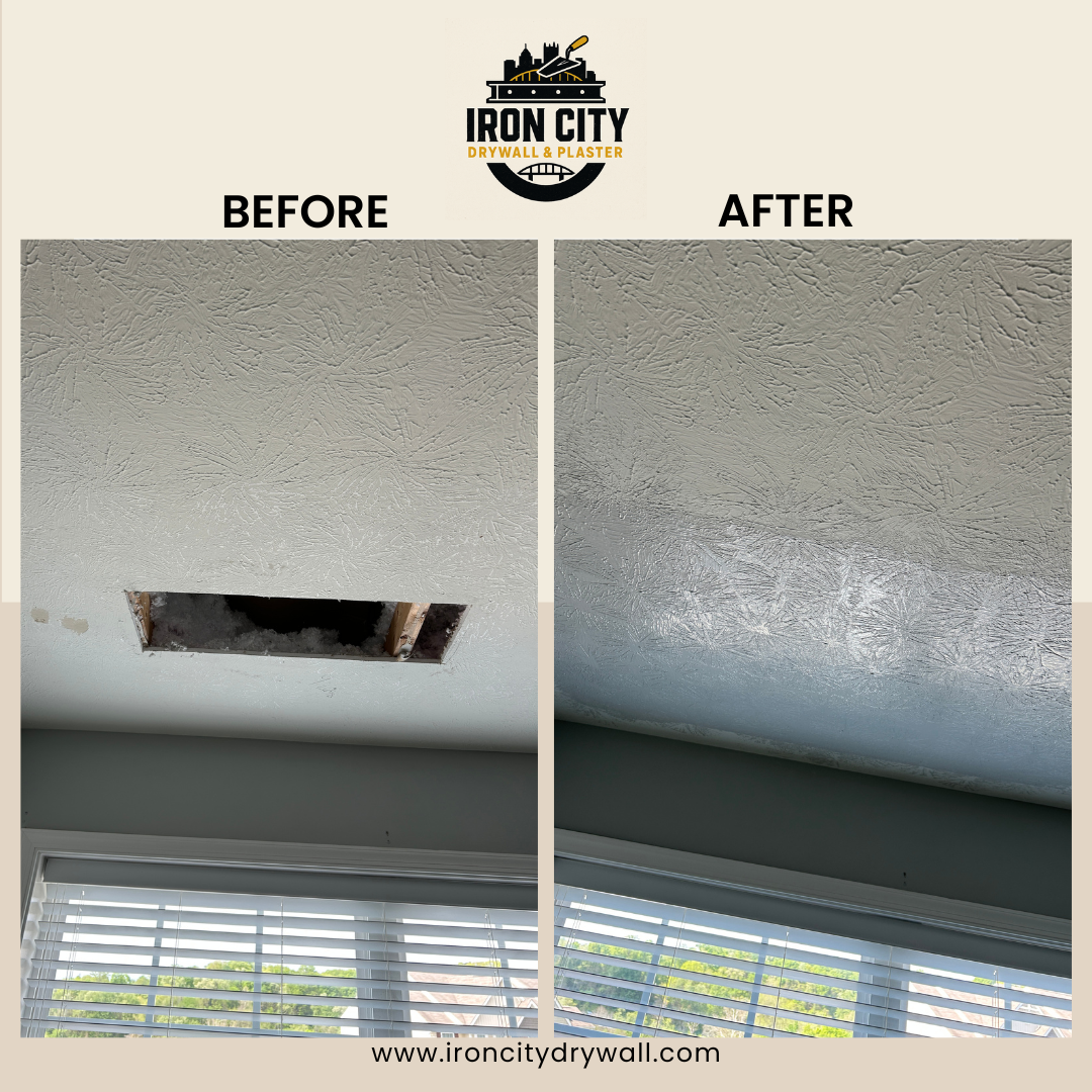 drywall-ceiling-repair-collier-township-before-after