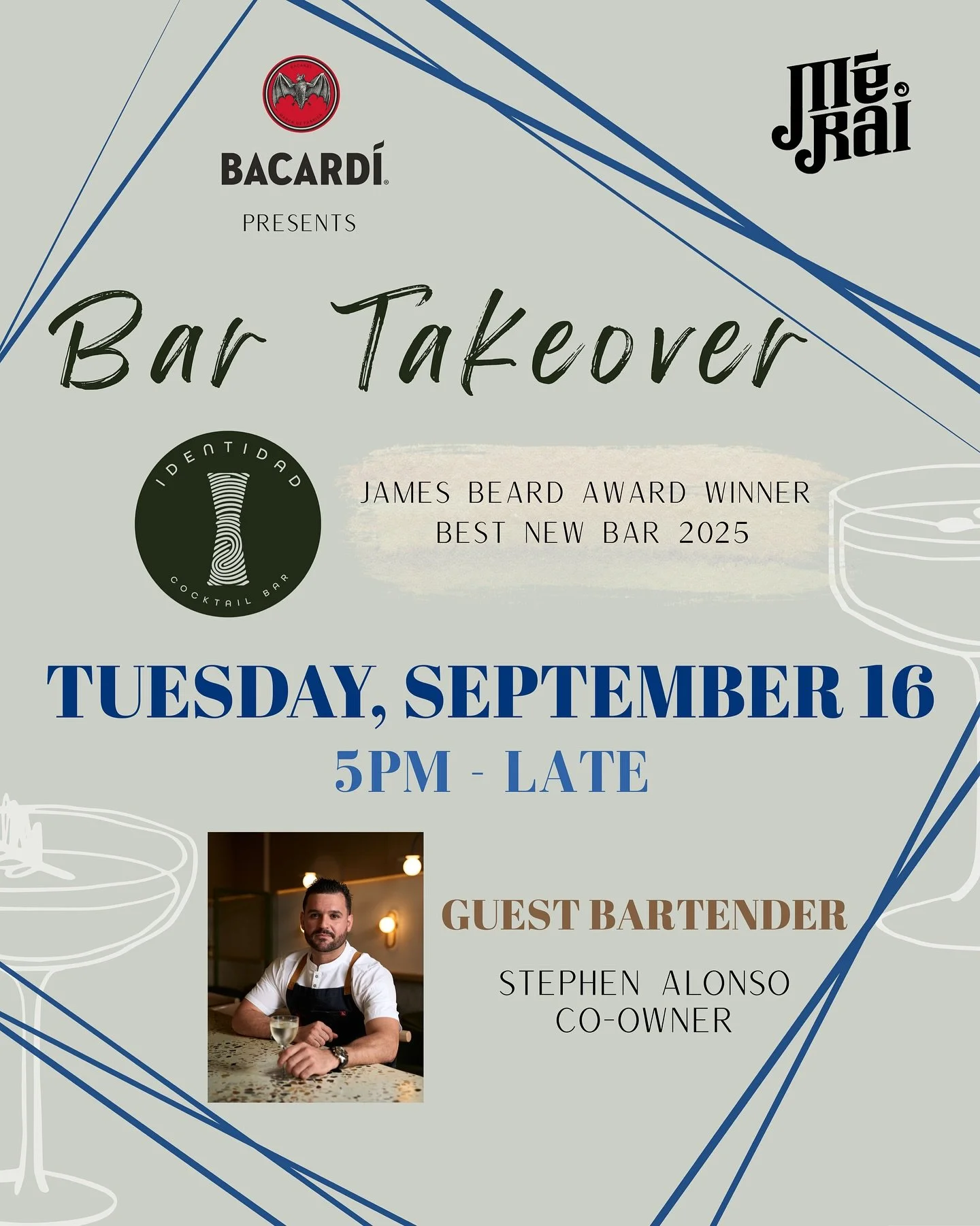 ✨ One night only ✨

We&rsquo;re beyond excited to welcome @identidadcocktailbar , Puerto Rico&rsquo;s award-winning cocktail bar and this year&rsquo;s winner of James Beard Foundation Award for Best New Bar, for an exclusive bar takeover at Merai pre