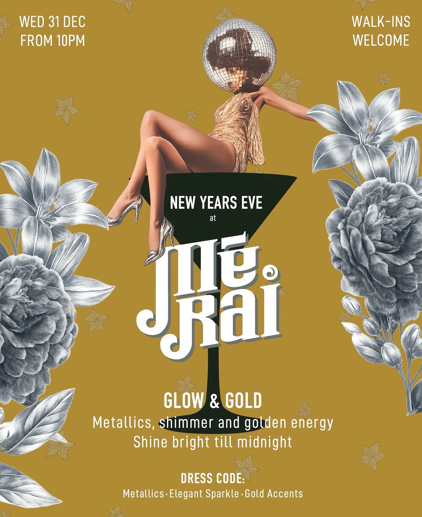 NYE at Merai is all about the glow ✨💛
 Bring the shimmer, bring the sparkle, bring the golden energy - we&rsquo;ll take care of the rest 🥂

🗓 Dec 31 | From 10PM  ✨ Dress Code: Metallics / Elegant Sparkle / Gold Accents Walk-ins welcome!

#meraibar