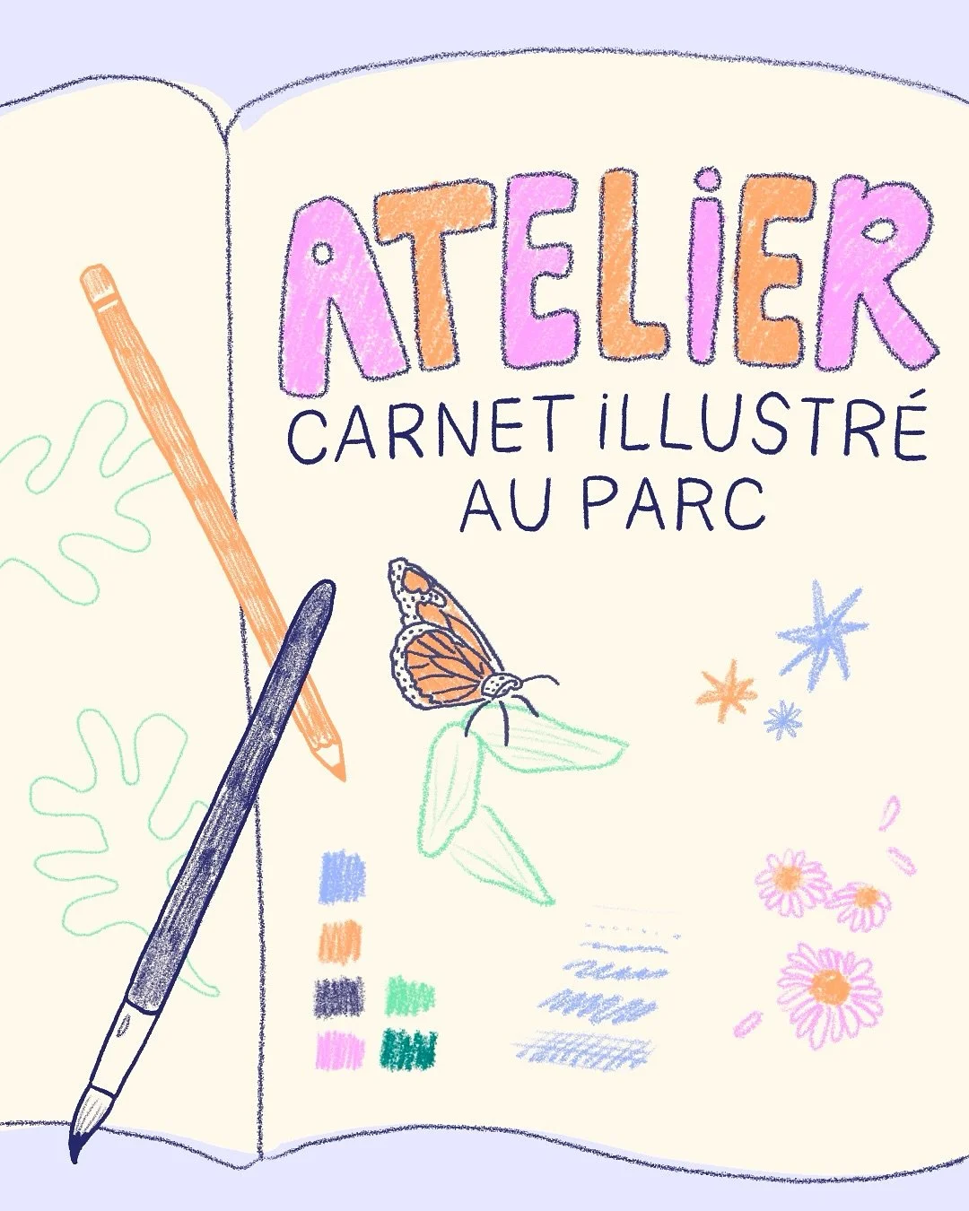 Ce mois d&rsquo;ao&ucirc;t, je vous invite &agrave; un atelier de carnet illustr&eacute; au Parc Jarry! ✏️🍹

On profite de l&rsquo;&eacute;t&eacute; au parc pour prendre une pause, cr&eacute;er et observer la nature qui nous entoure. Lors de cet ate
