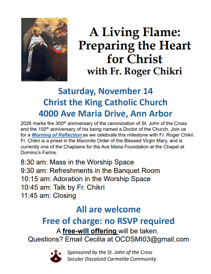 A Living Flame: Preparing the Heart for Christ - OCDS - Ann Arbor