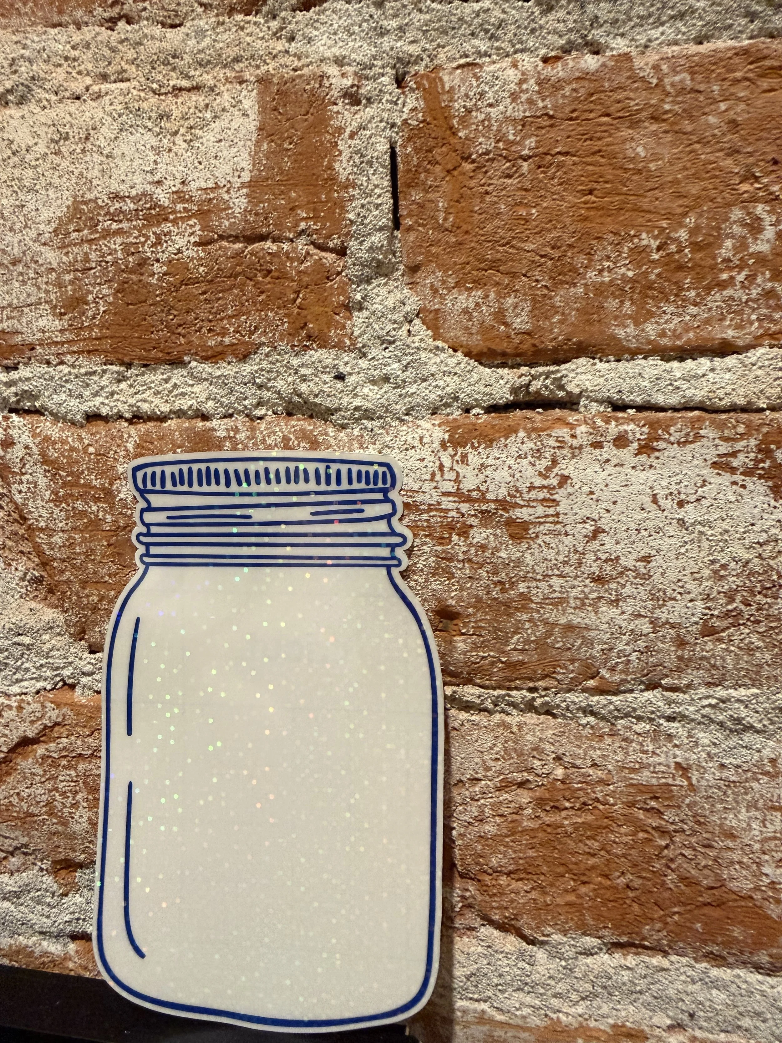 Clear, Shimmering Jar Sticker - Waterproof