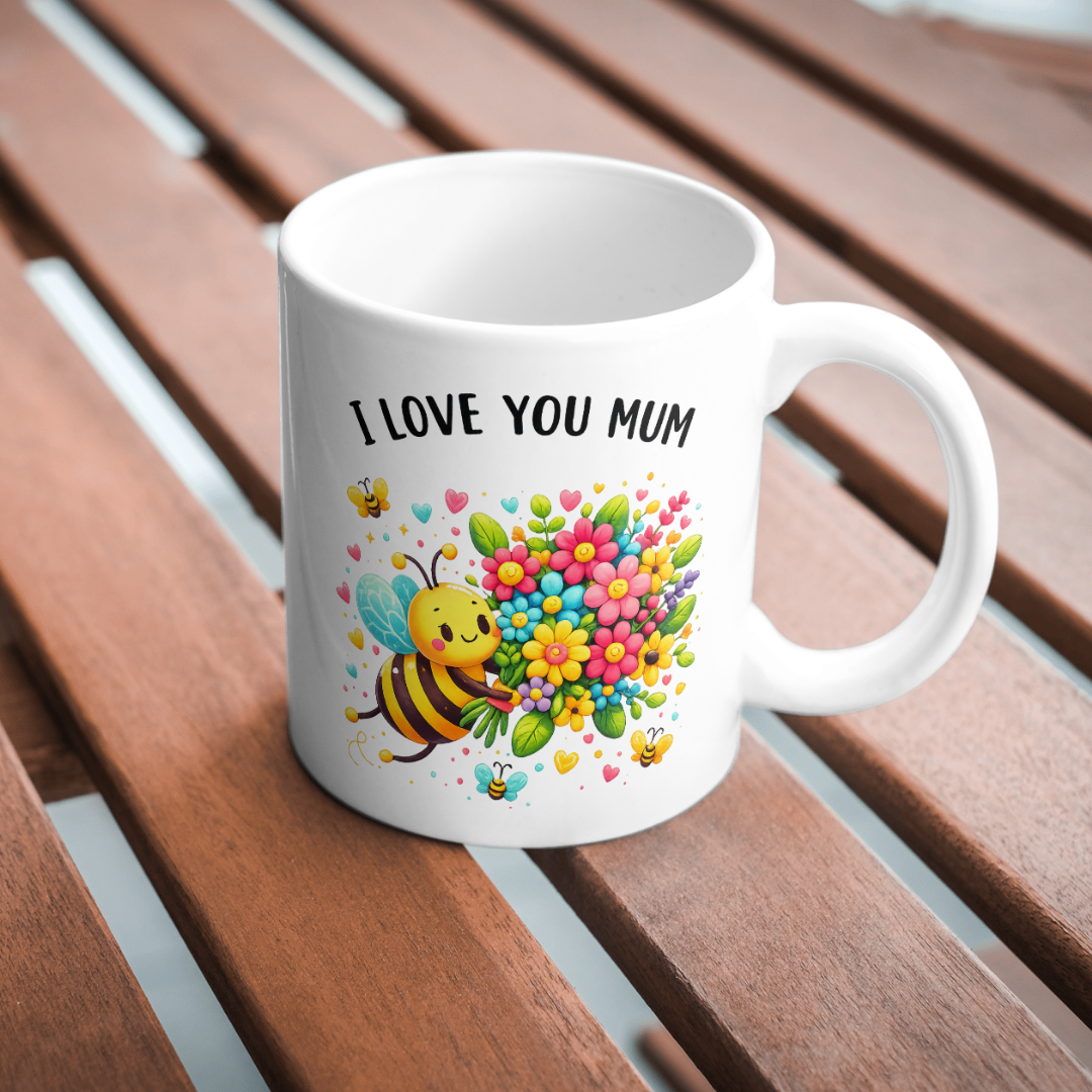 Mother's Day "I love you Mum" Floral Bee Printed Mug
