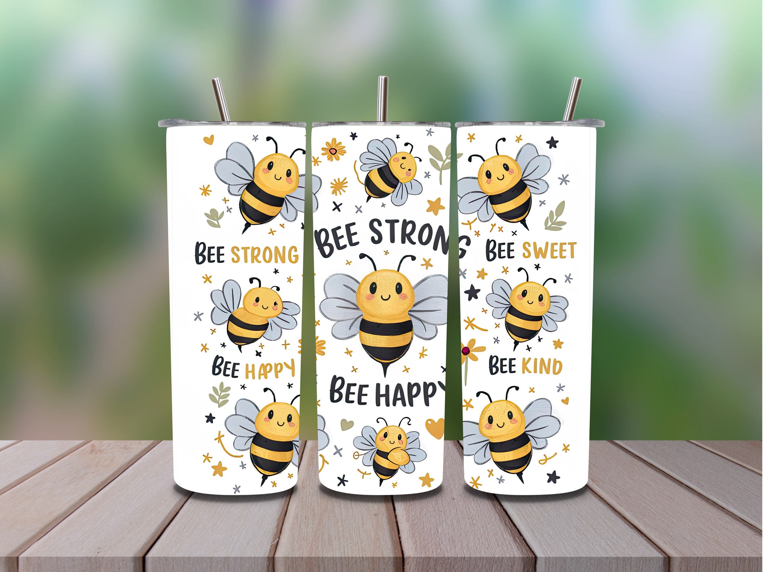 20oz Tumbler Positivity Bee Theme- Sparkle or Plain Tumbler Available