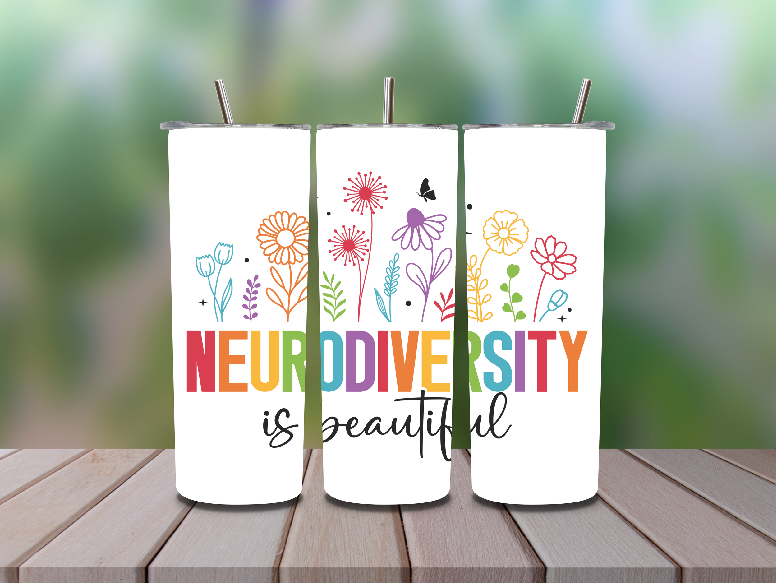 20oz Tumbler Neurodiversity is beautiful - Sparkle or Plain Tumbler Available