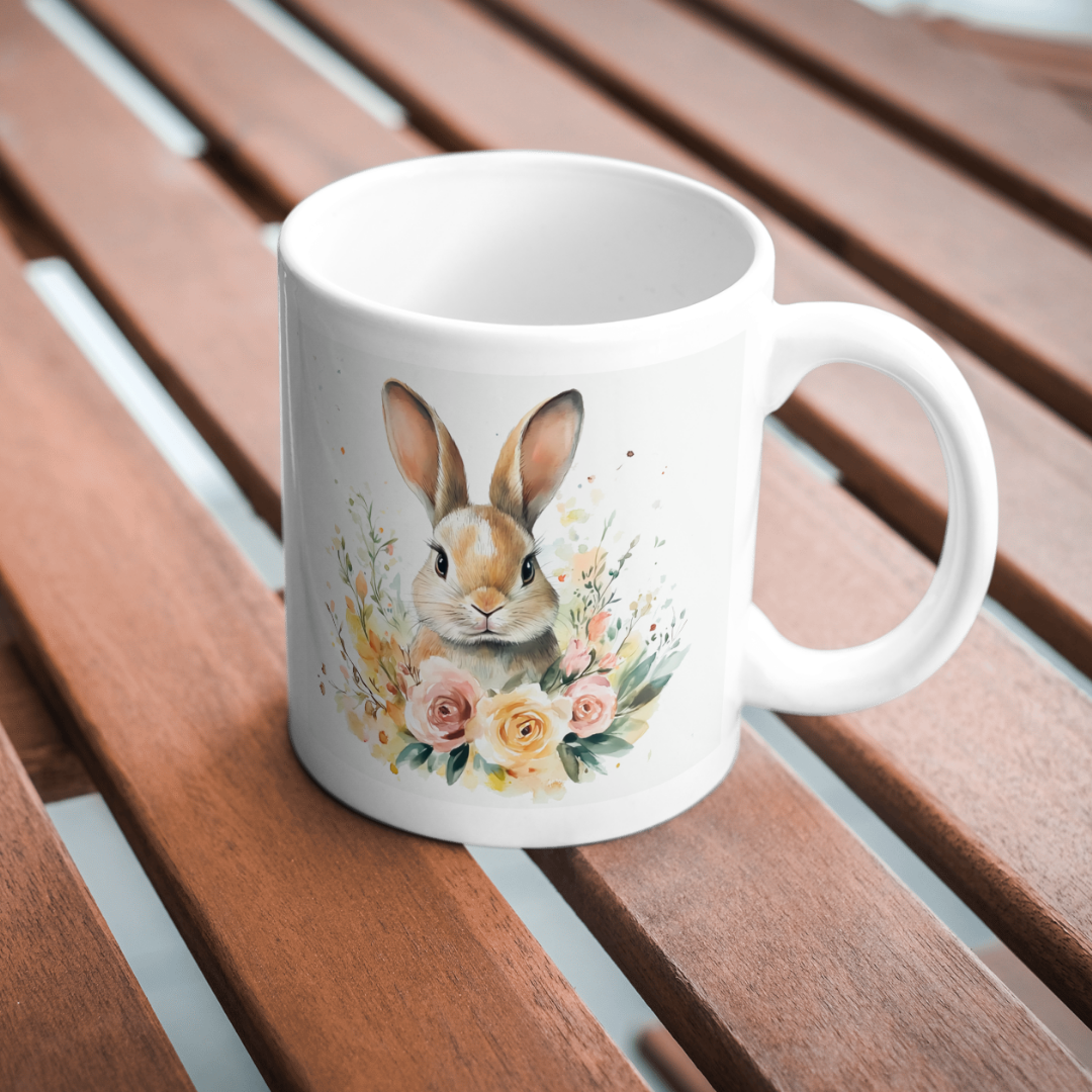 Cute Bunny Floral Printed Mug