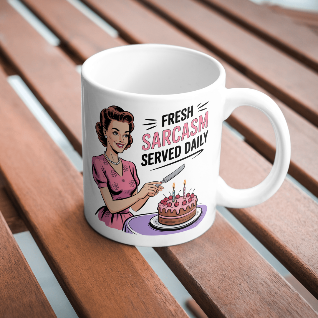 'Fresh Sarcasm served daily' Printed Mug