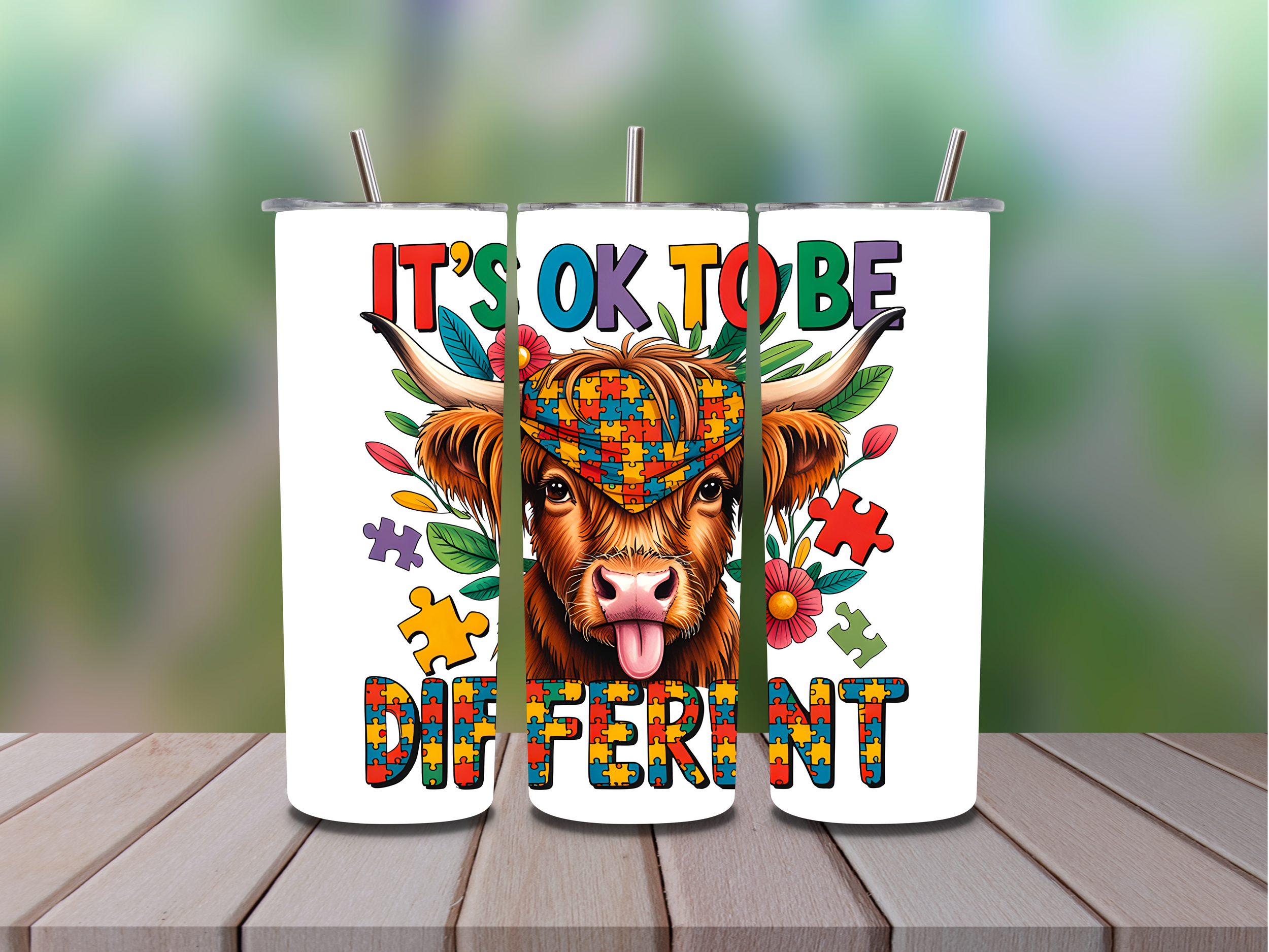 20oz Tumbler It's ok to be different- Sparkle or Plain Tumbler Available