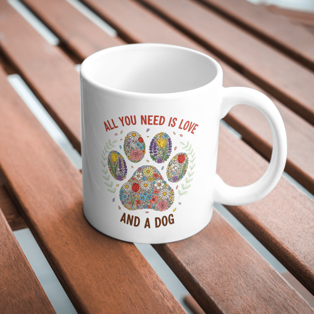 'All you need is love and a dog' Printed Mug