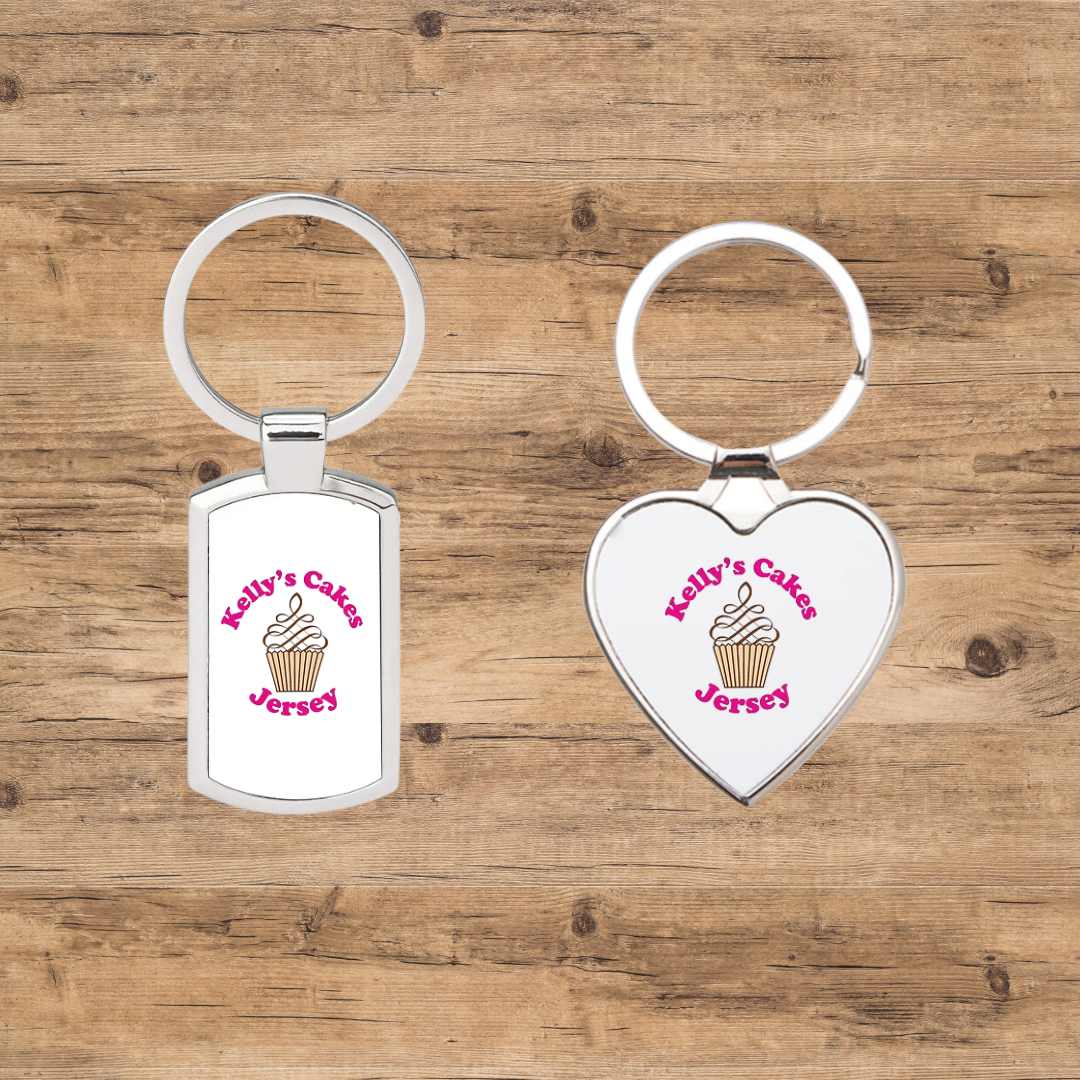 Custom Business Logo Keyring — Heart or Oblong Shape
