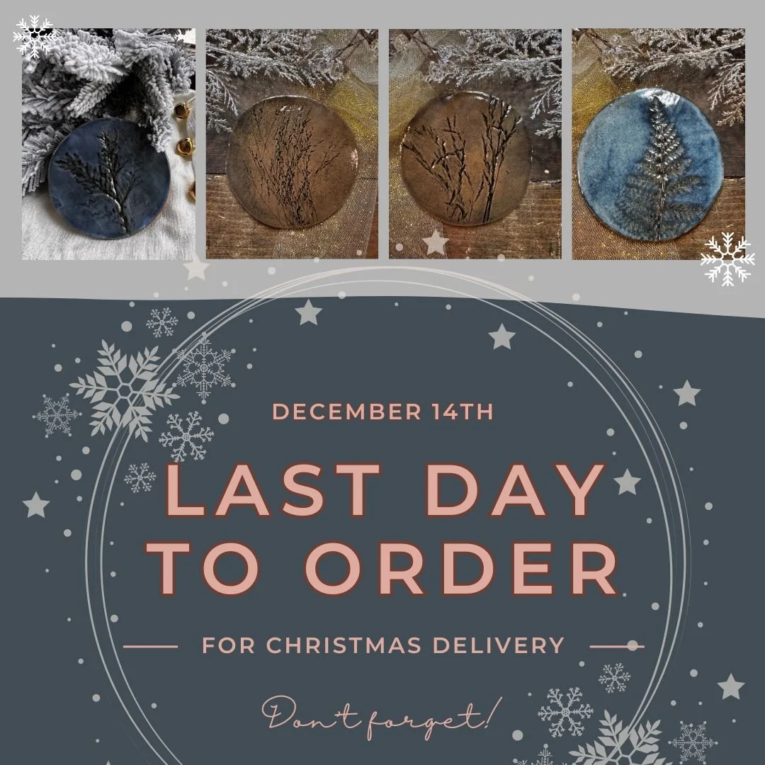 Last day for holiday delivery! Website orders for any pottery placed by midnight tonight will arrive before Christmas for those within the continental US.  Each gift is packaged with care, ready to gift or unwrap yourself.

DM me if you have any ques