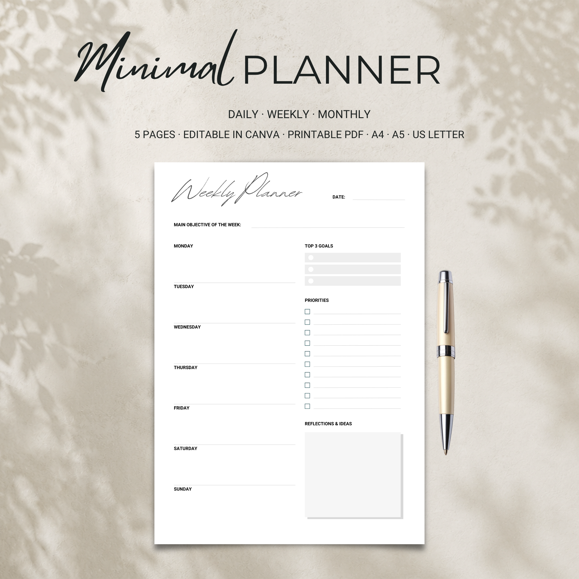 Planner | Weekly, Daily, Monthly
