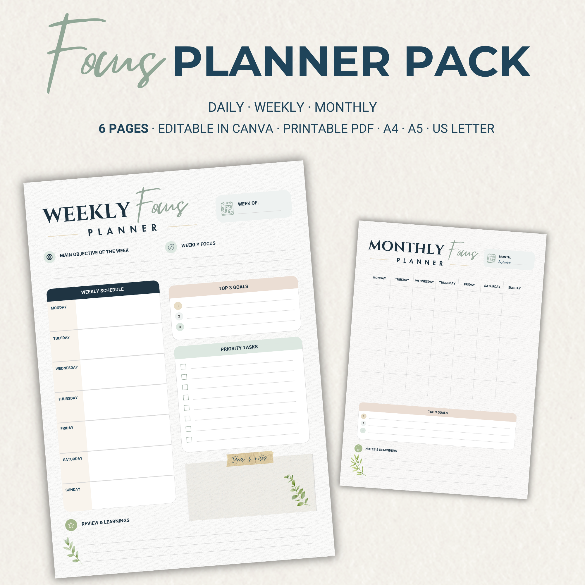 Planner | Weekly, Daily, Monthly
