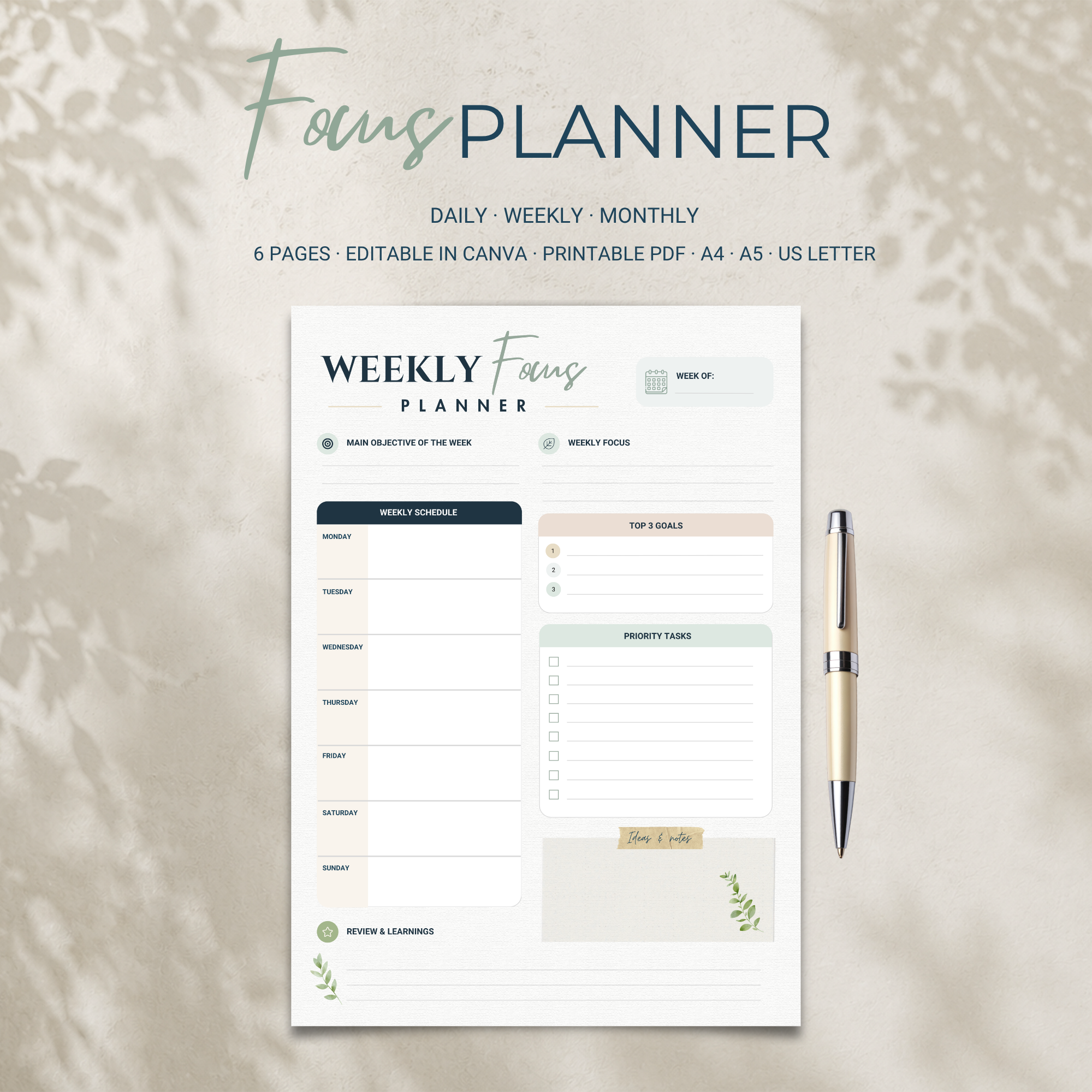 Planner | Weekly, Daily, Monthly
