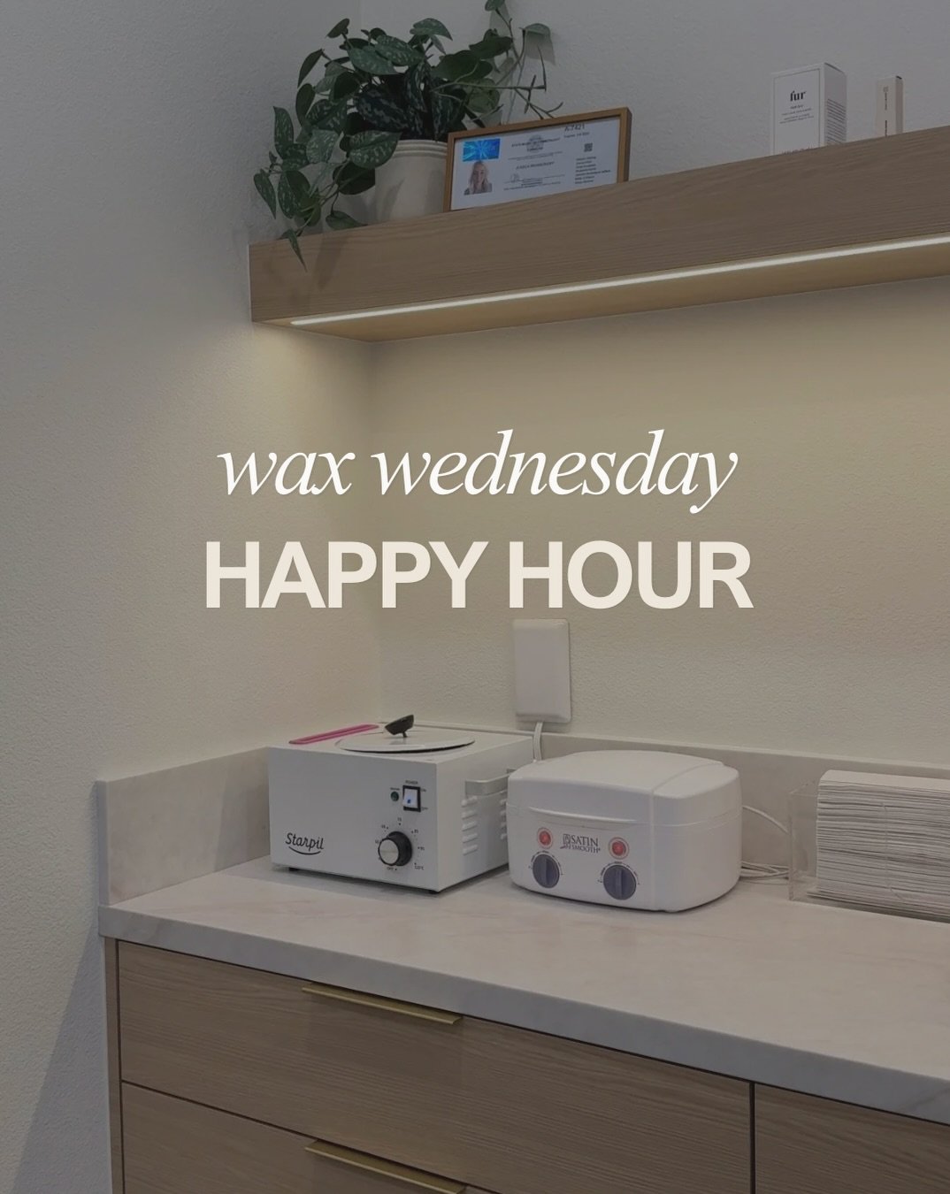 Wax Wednesday Happy Hour is here 🍸

Every Wednesday from 9am&ndash;3pm, get $10 off your Brazilian wax. 

Book with any of our girls: Trista, Ruthy or Rachel. No code needed, the discount comes off at checkout ✨

Your midweek reset just got a little