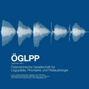 Soundwellenvisualisierung mit dem Logo der Österreichischen Gesellschaft für Logopädie, Phoniatrie und Pädagogische.