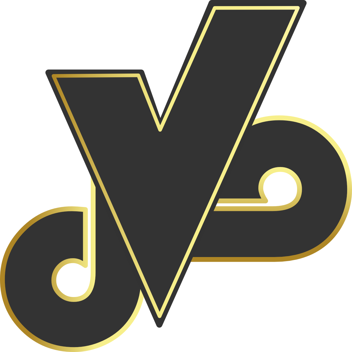Stylized logo with the letters J, V, and D in black with gold outlines.