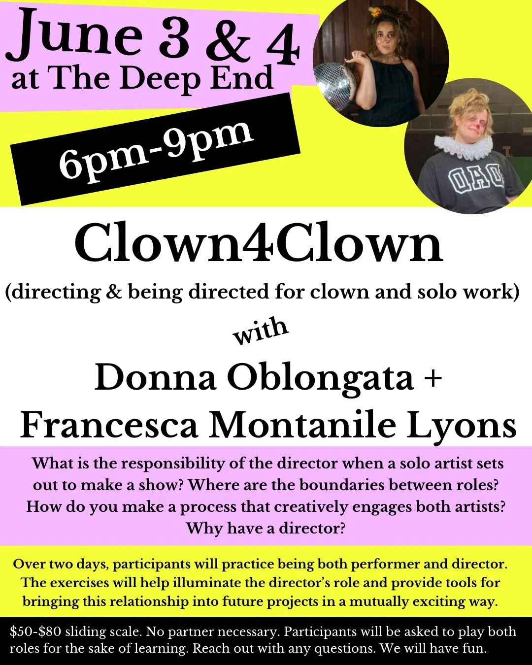 Clown4Clown: Directing & Being Directed for Solo Performers