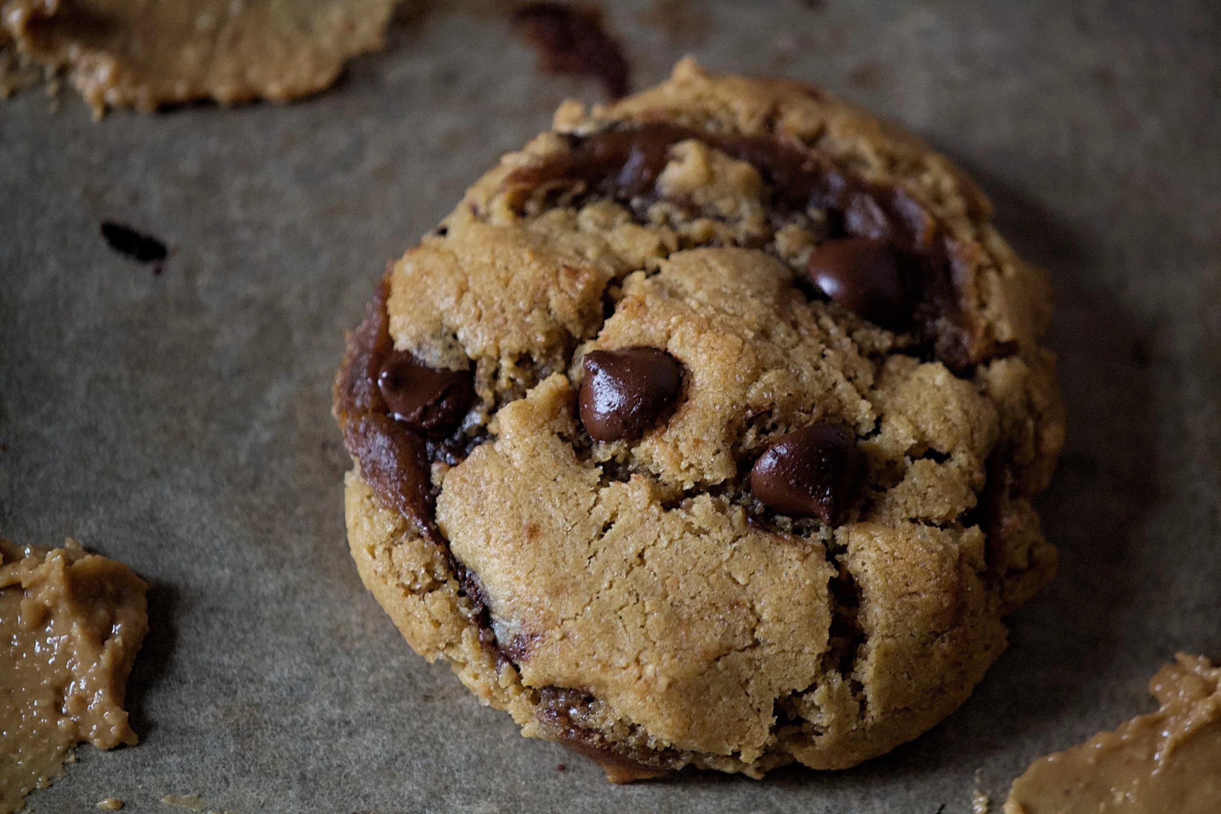 Peanut Butter Cookies w/ Date Caramel and Chocolate Chips