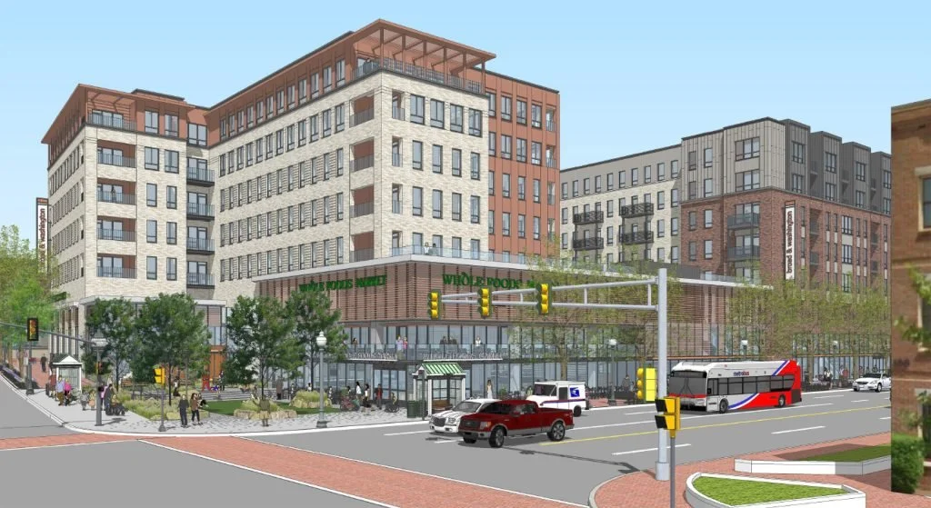 Rendering of Broad and Washington building highlighting the design of integrated technology systems for the property.