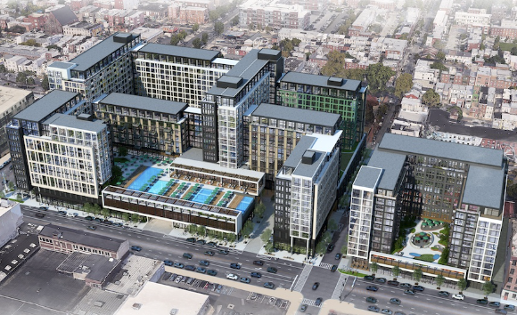 Rendering of Broad and Washington building featuring the design of integrated technology systems for the property.