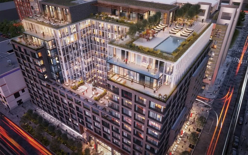 Rendering of 1221 Van building showing AV engineering design/build with full audiovisual equipment installation.