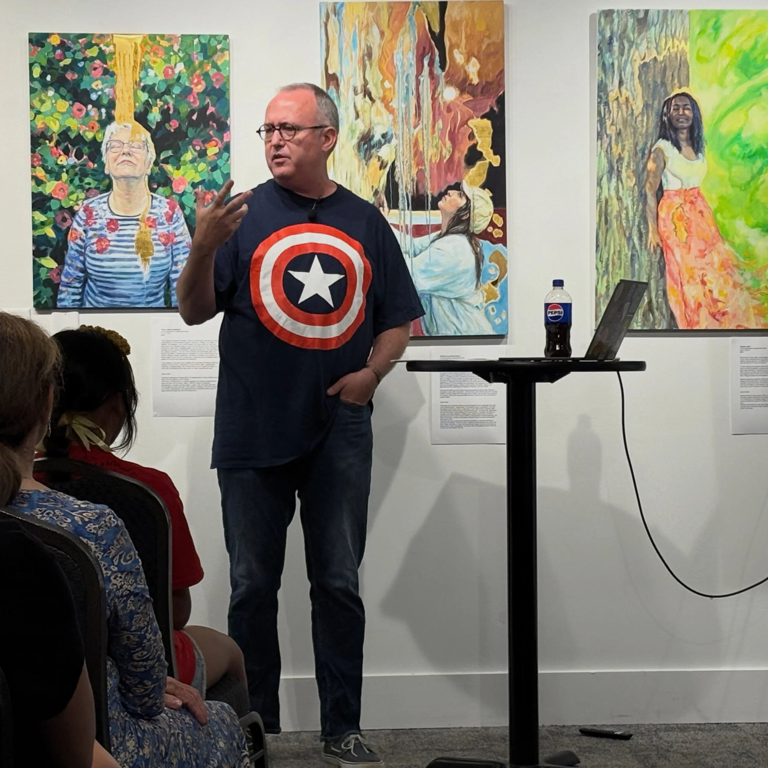 Scenes from Friday night's inaugural forum of our 26-27 series!
🇺🇸 it was the Ned Bustard show complete with many slides about American Art.

Is it Art? Is it propaganda? 

We did not find all theanswers, but we had some great coffee, snacks, conve