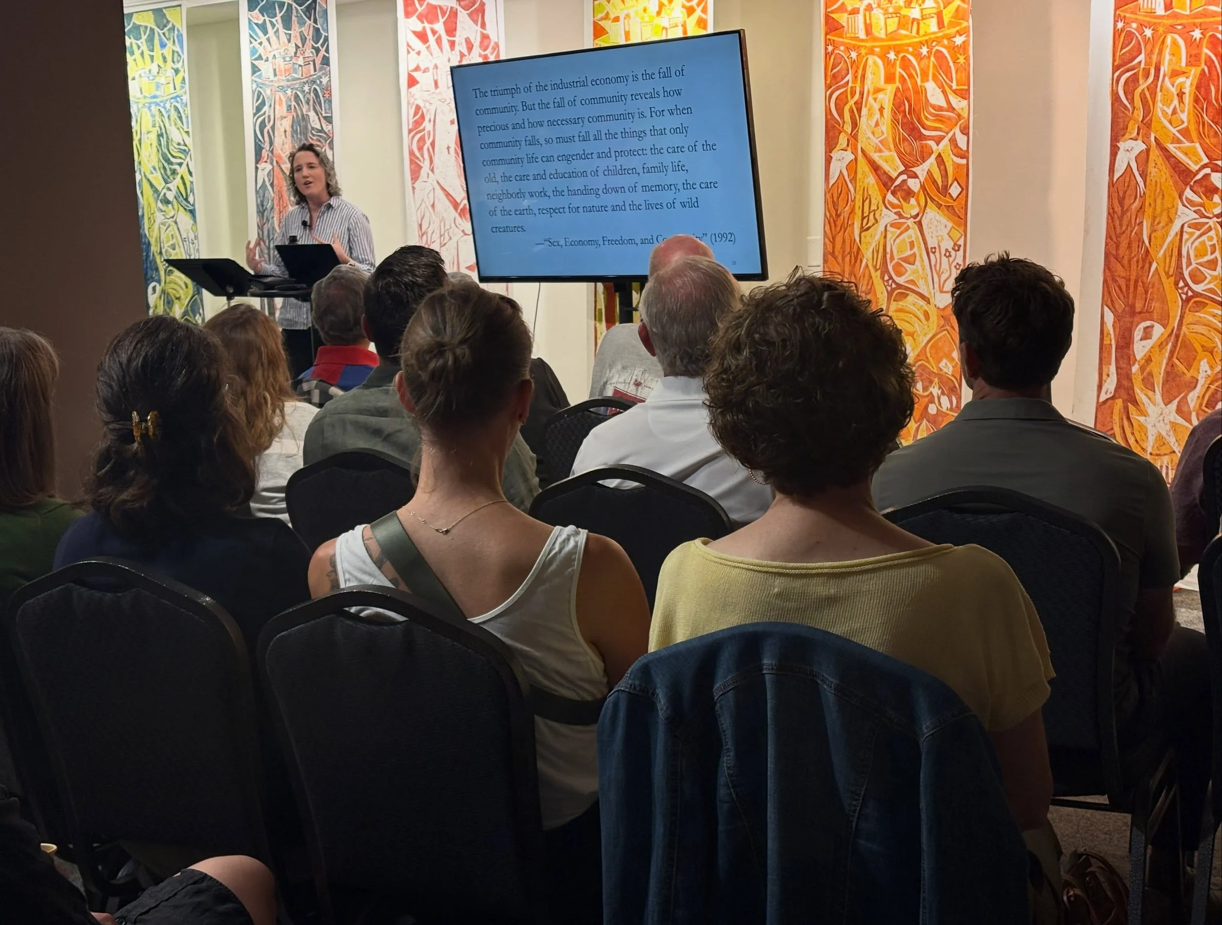 Looking back at our forum on Friday night with @scpeters :
&bull;Cake by Devon at Weis Markets, Manheim.
&bull;Inspiration for entire weekend: Wendell Berry and his affection for the land.
&bull; Happy 60 people: All who took part!
#wendellberry @lib
