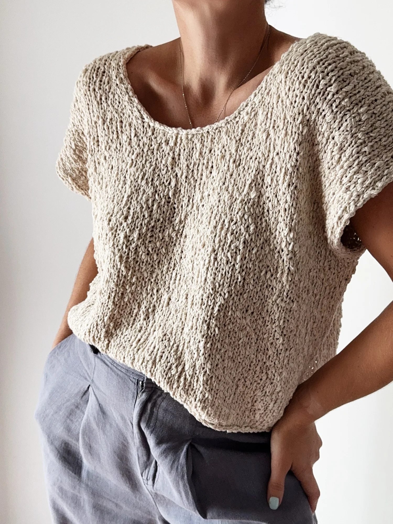 Drop Cut Tee Knitting Pattern — Caidree