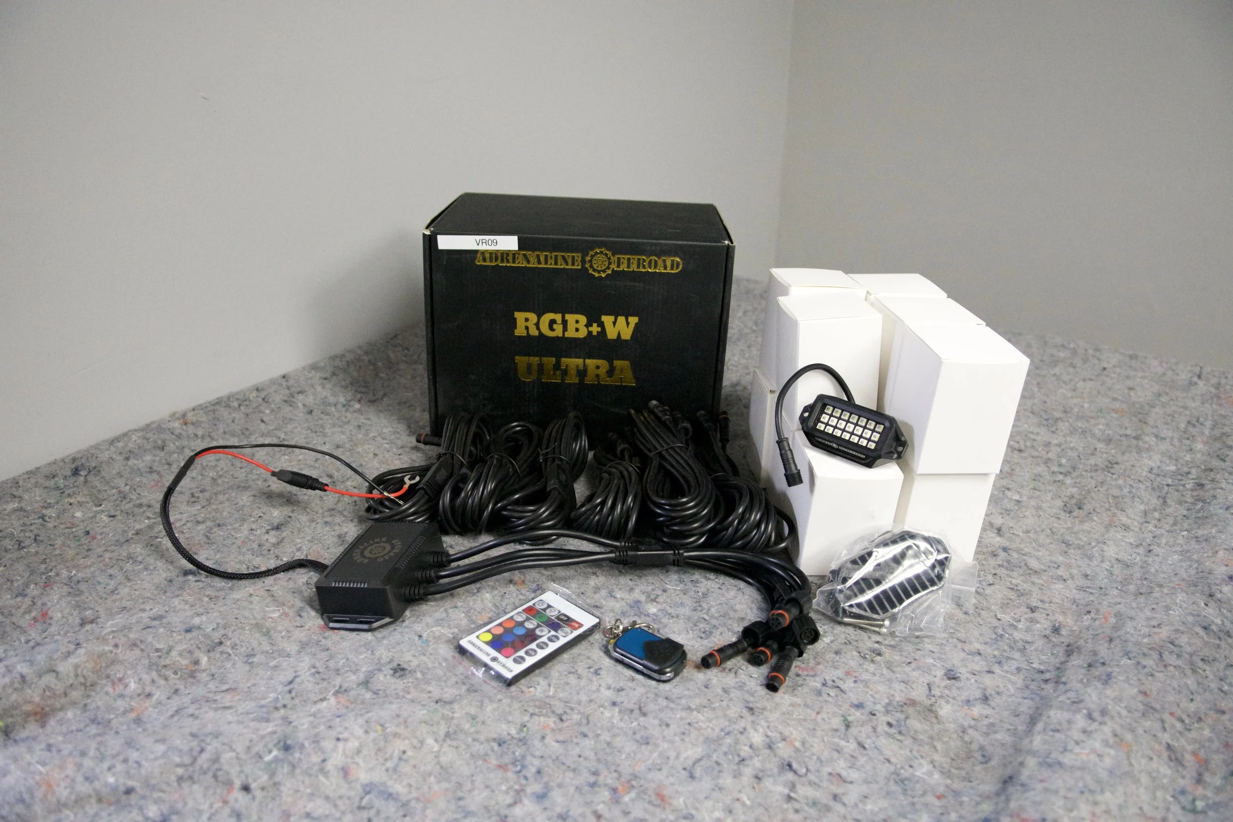 RGB+W LED pod lights with wiring harness