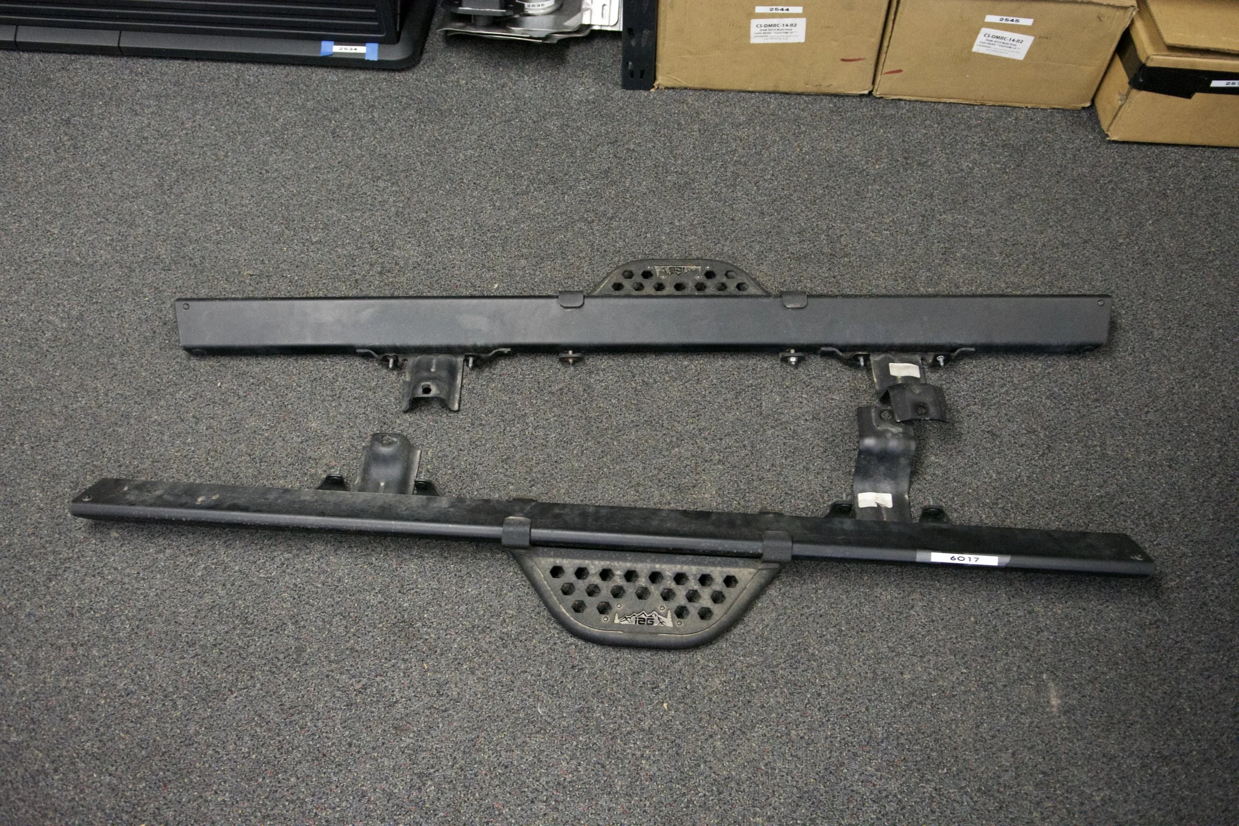 Top view of Ford Bronco 2-door rock slider set removed from low-mileage unit – includes both sides