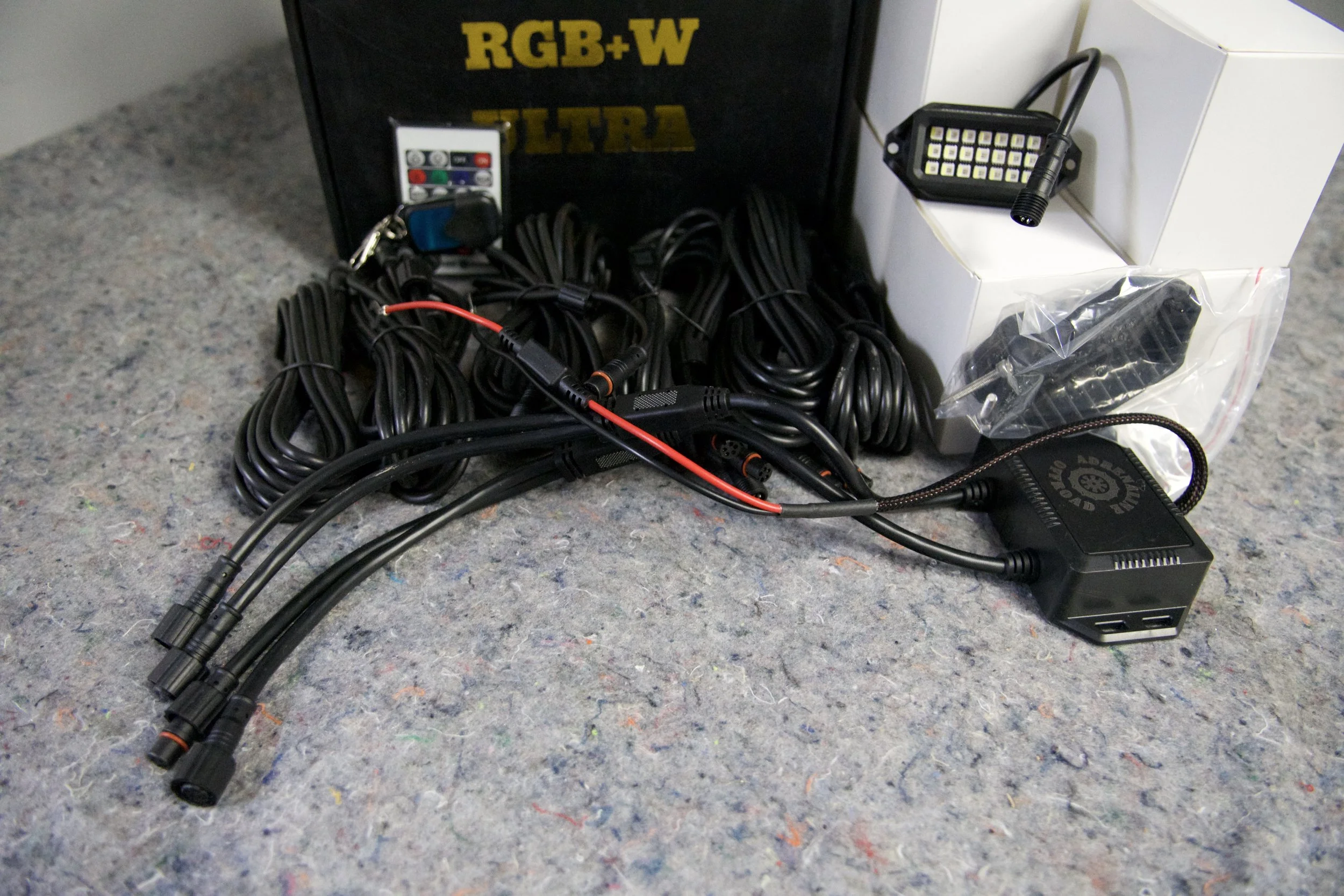 RGB+W LED pod lights with wiring harness