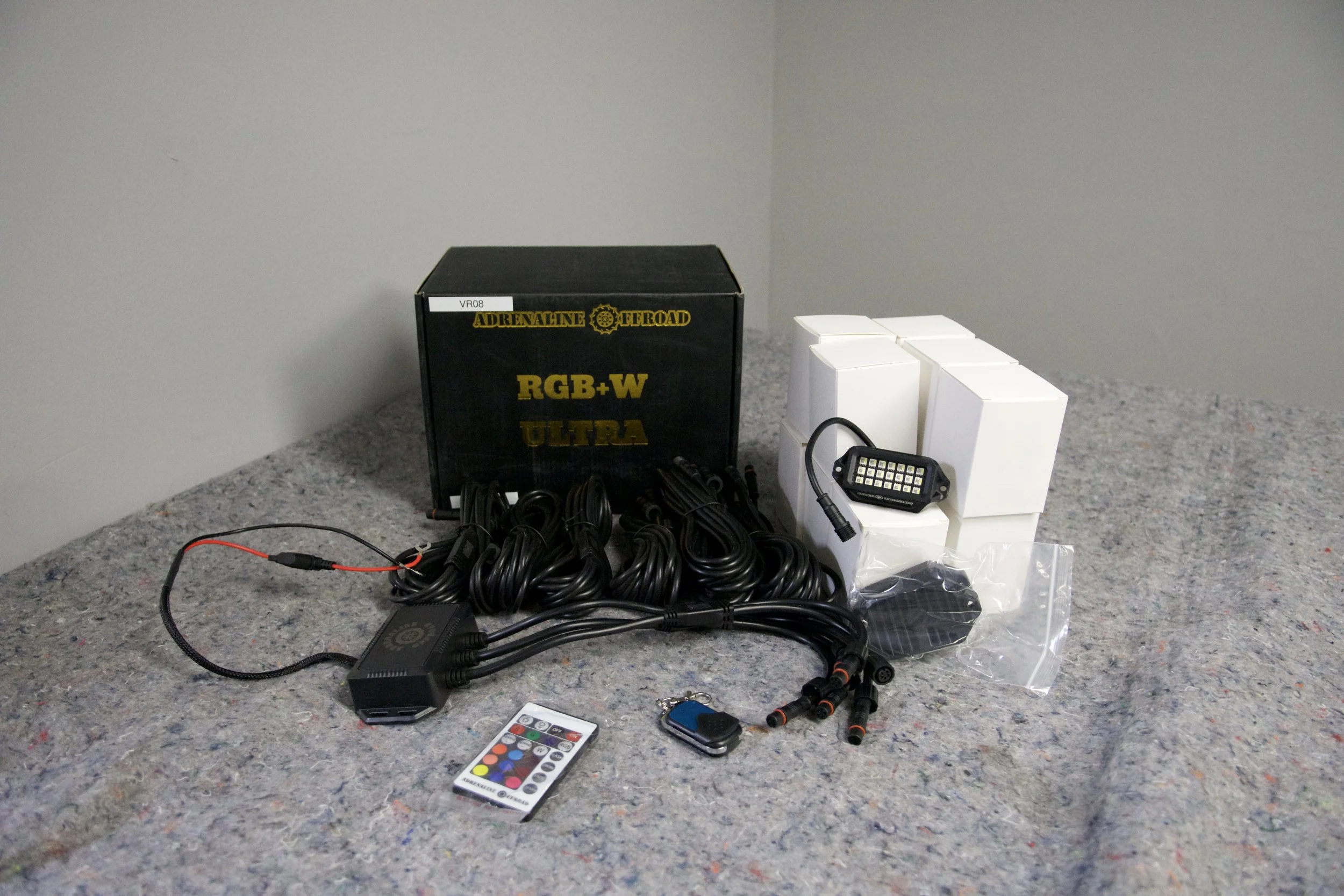 RGB+W LED pod lights with wiring harness