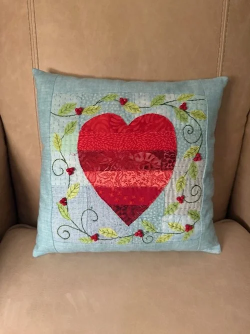Grateful Heart Pillow -beaded - 11 X 11 - $50
