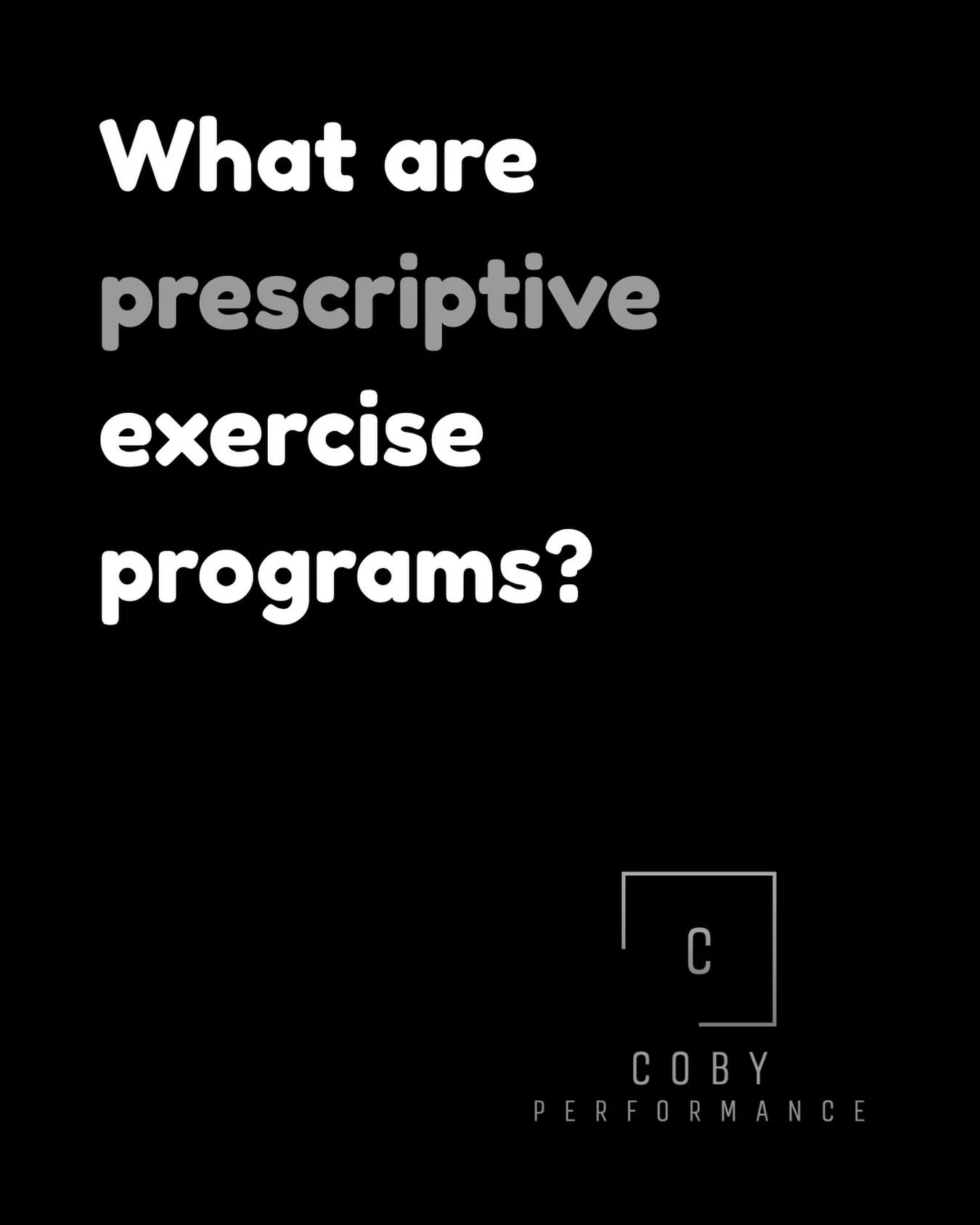What are prescriptive exercise programs? 
.
These programs are customized to achieve the outcomes each client is looking for. Following a thorough assessment, clients who value communication, who already go to the gym, and/or are tired of guessing wh