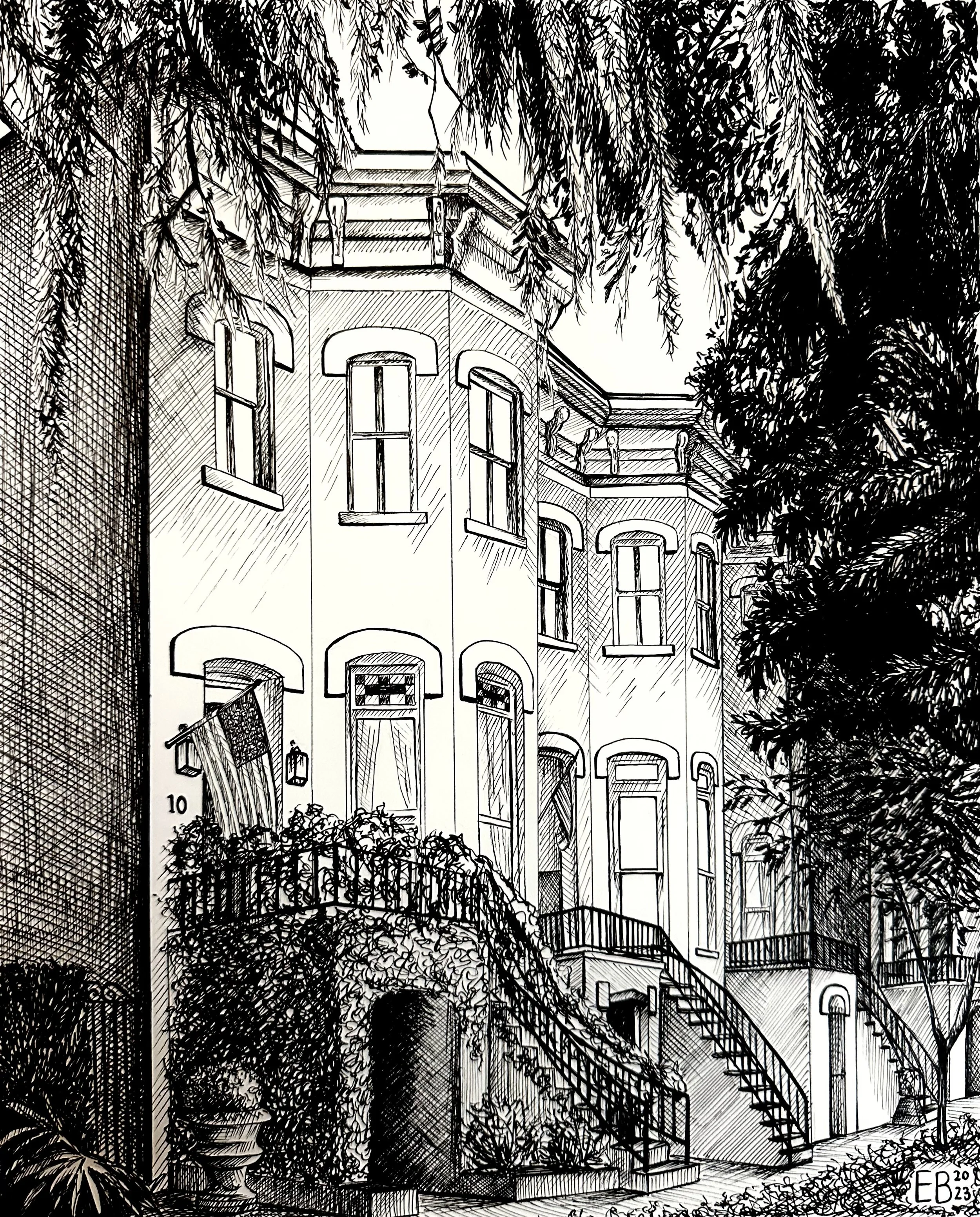 "12 Jones St" (2023) - Pen & ink