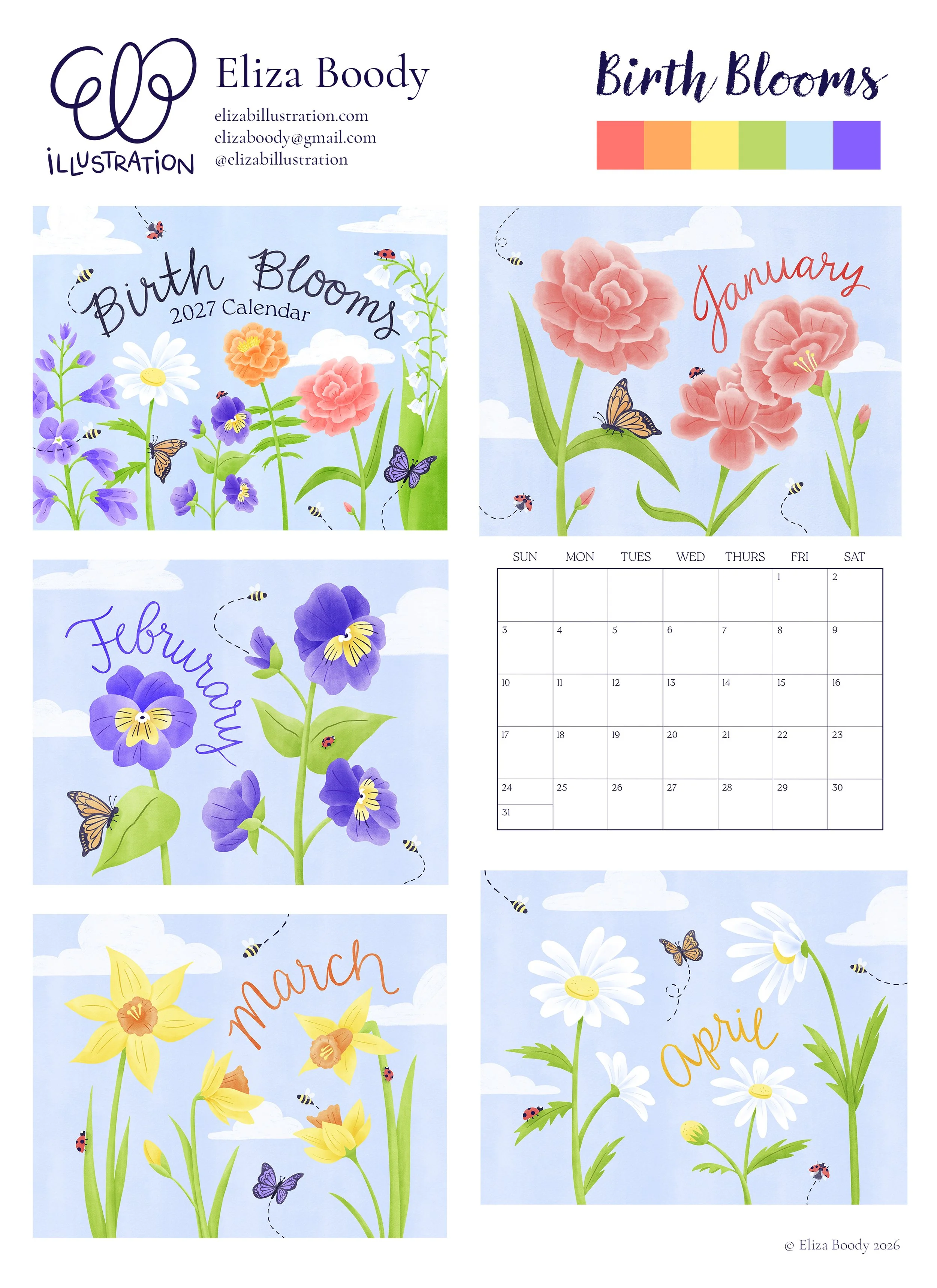 "Birth Blooms Calendar" (2026)