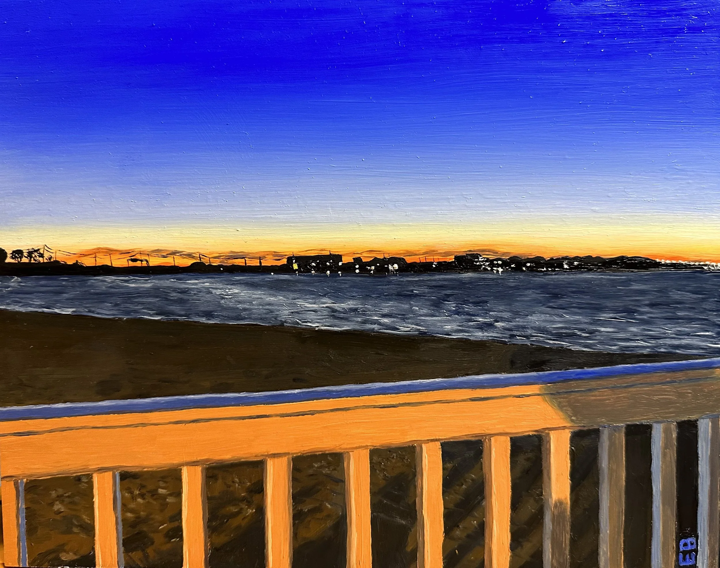 "Seaside Sunset" (2022) - Oil on panel