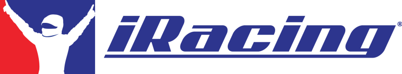 Logo with a stylized racing figure and the text 'iRacing'