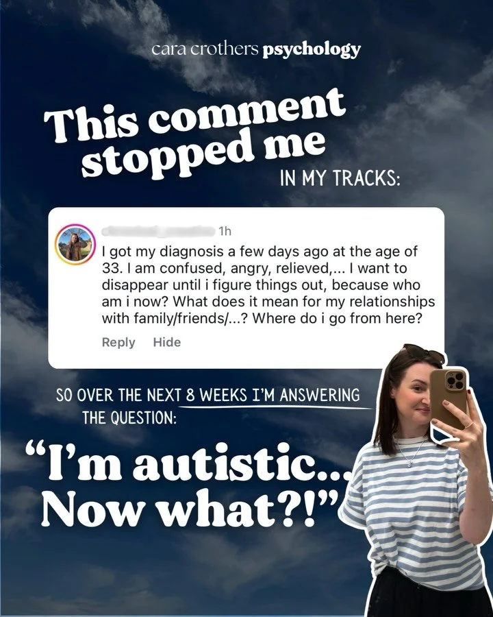 Last week, someone commented on my post about getting diagnosed at 34:

&lsquo;I got my diagnosis 3 days ago. I&rsquo;m confused, angry, relieved... I want to disappear. Who am I now? Where do I go from here?&rsquo;

This stopped me in my tracks. She