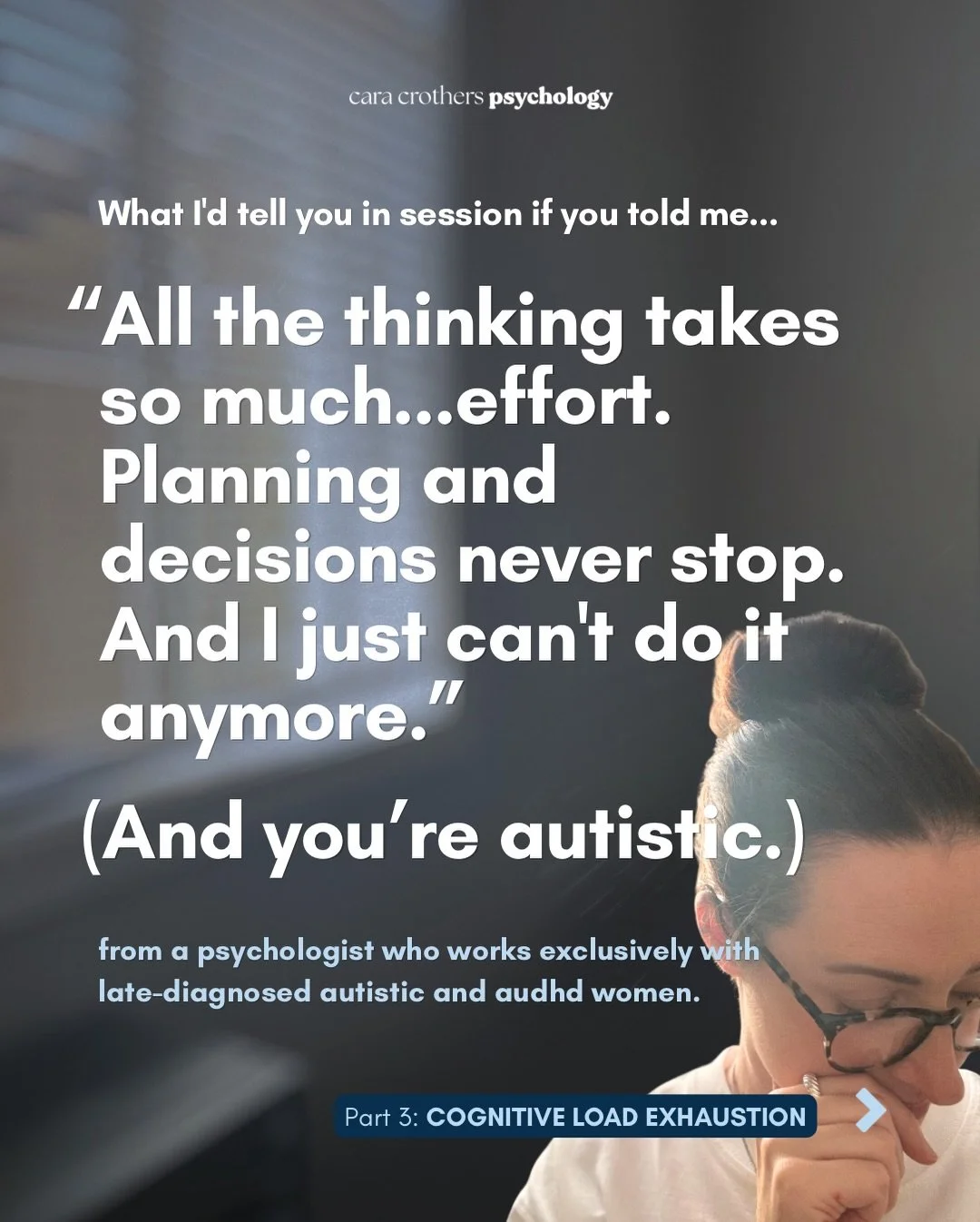 There are eight kinds of autistic tired.

Most of them don&rsquo;t respond to rest &mdash; and getting the response wrong can actually make it worse.

This week: cognitive load tired.

(My husband asked what I wanted to do for dinner last night. A si