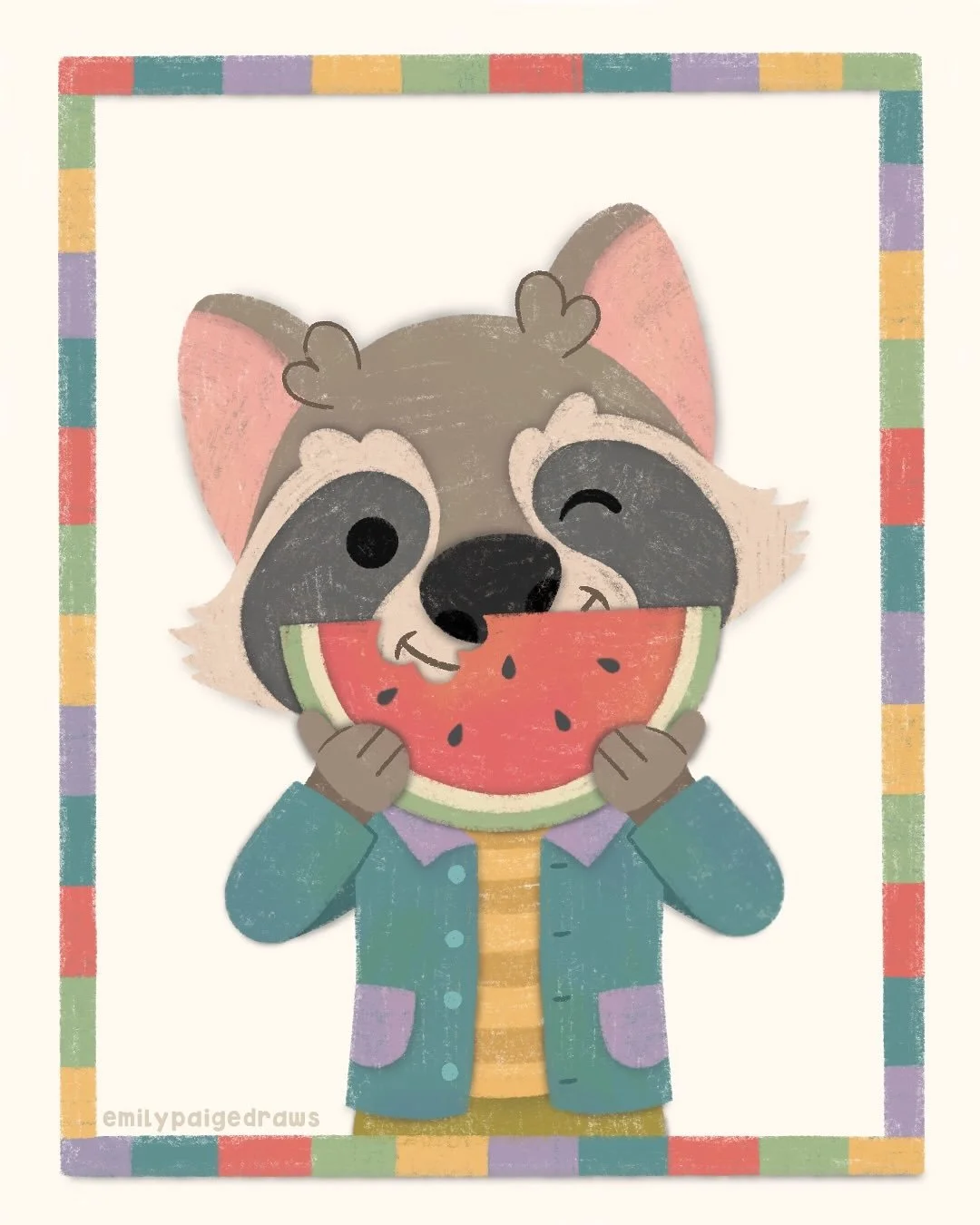 peachtober day 19 - melon✨
#peachtober25 #peachtober25melon 

have you ever seen anyone so happy to be eating a watermelon? it&rsquo;s his favorite snack! 

originally this piece was going to be a jack-o-lantern/watermelon combo, but it just kept loo