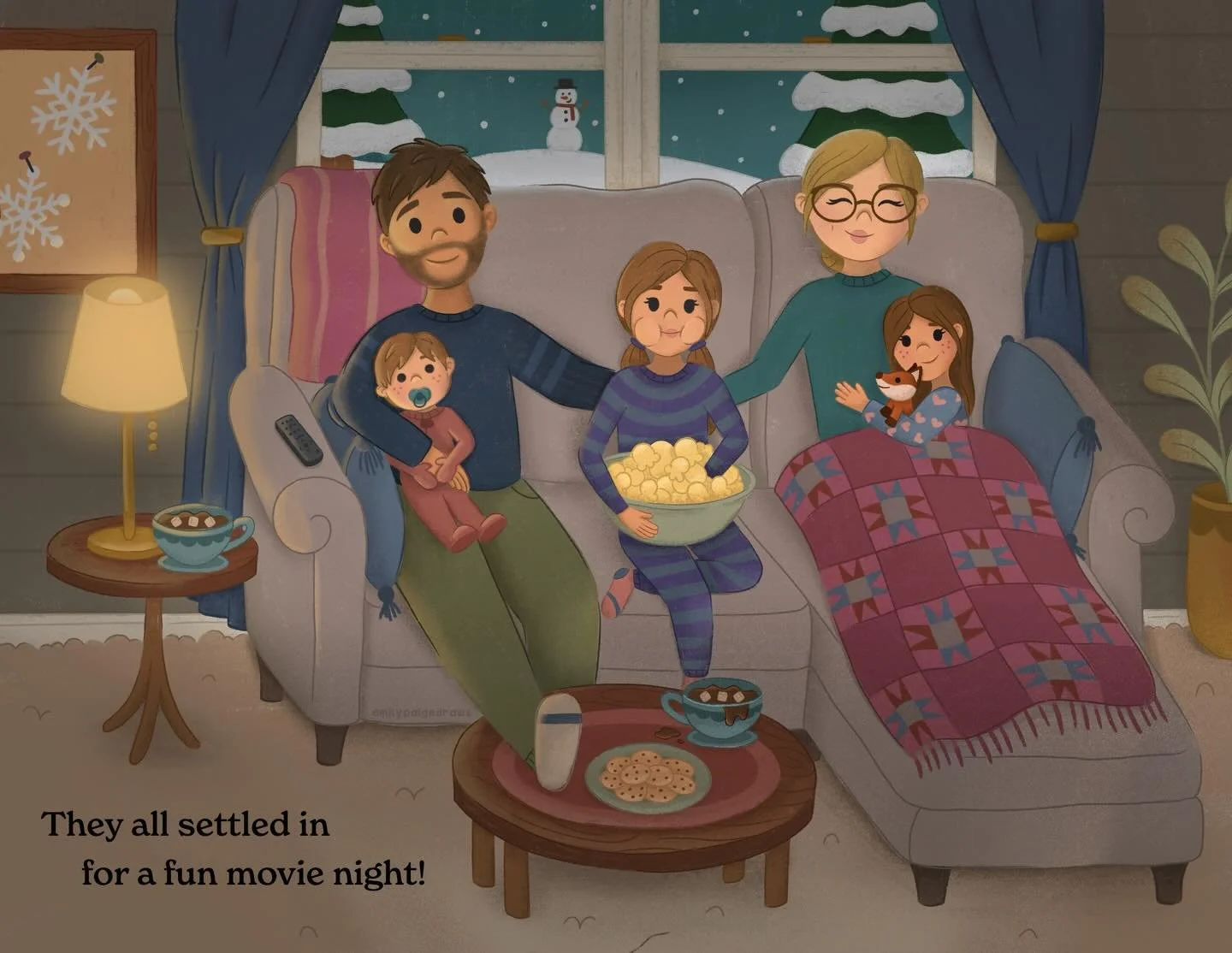 Definitely in the mood for a movie night!

Revamped an old piece here, I wanted to focus more on creating cozy vibes with the lighting this time around! 

I&rsquo;ve also got some corresponding spot illustrations for this on my website! Check them ou