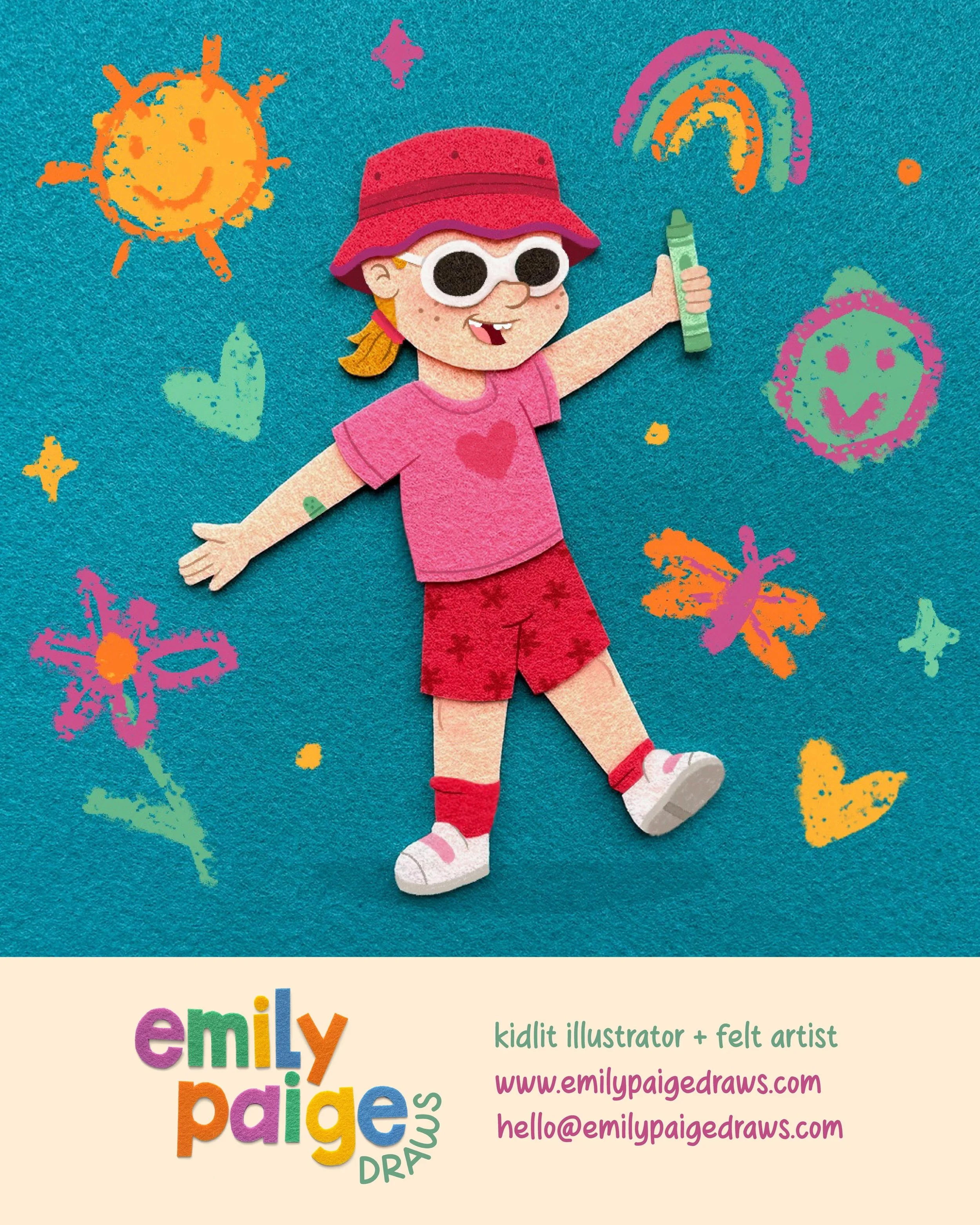 Hi #kidlitartpostcard day!
I&rsquo;m Emily Paige, a kidlit illustrator &amp; felt artist creating whimsical art for children&rsquo;s books! 

I&rsquo;m open for work on picture &amp; board book projects, and I&rsquo;m currently seeking representation