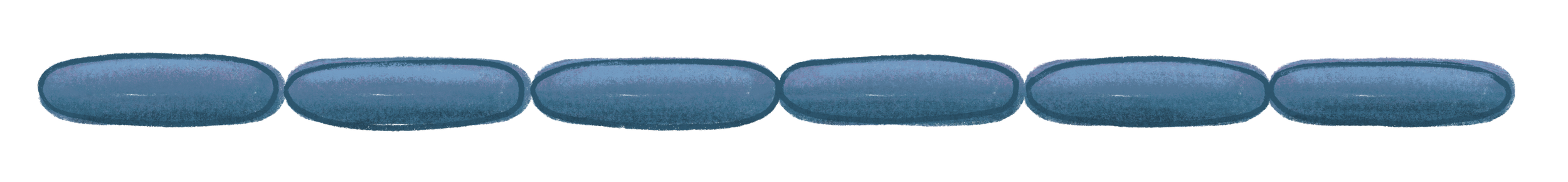 Blue thread embroidered into a horizontal line.