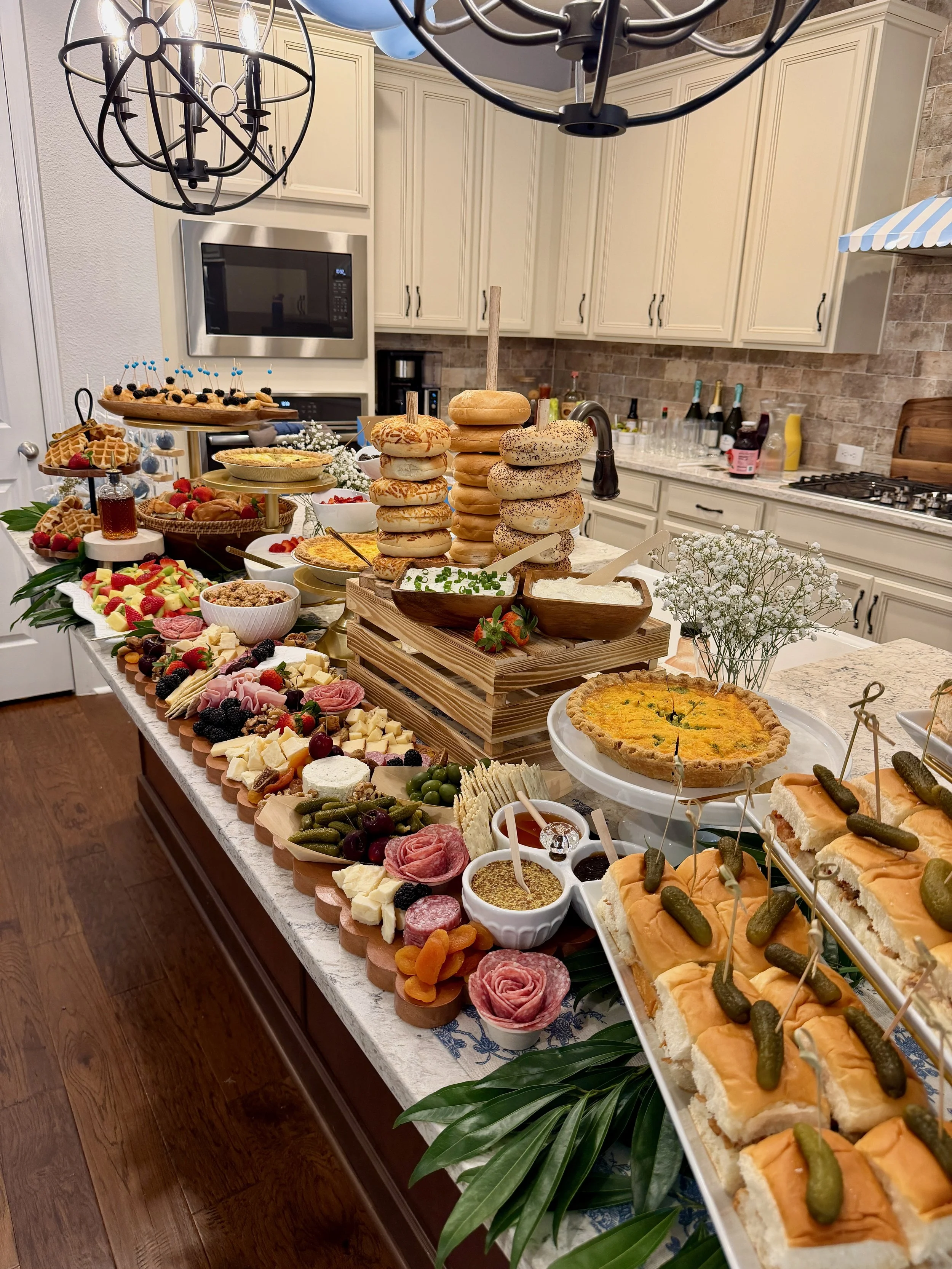 Beautifully styled charcuterie table with layered serving pieces in Fruit Cove, Florida.