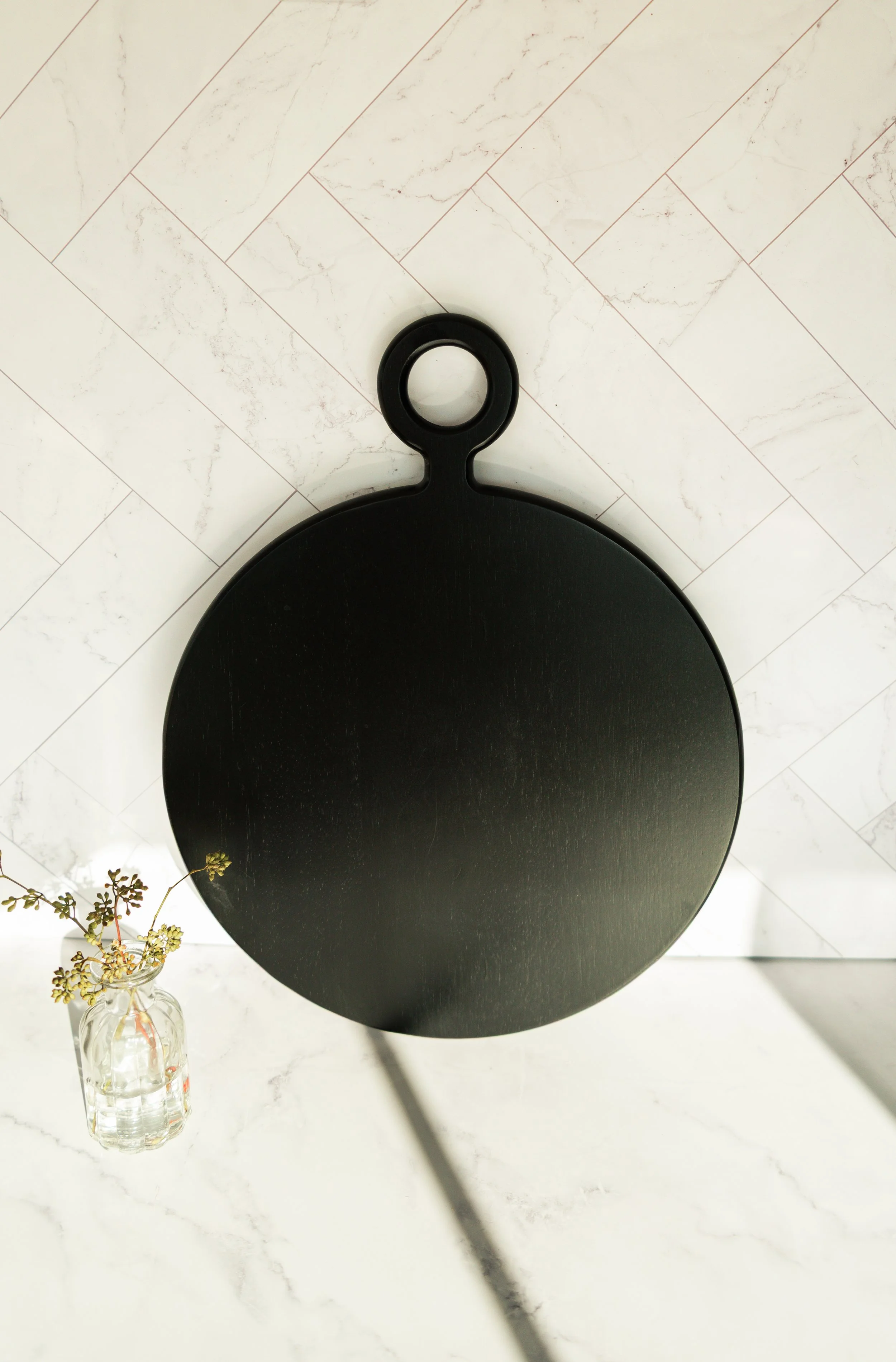 Round Black Charcuterie Board with Handle