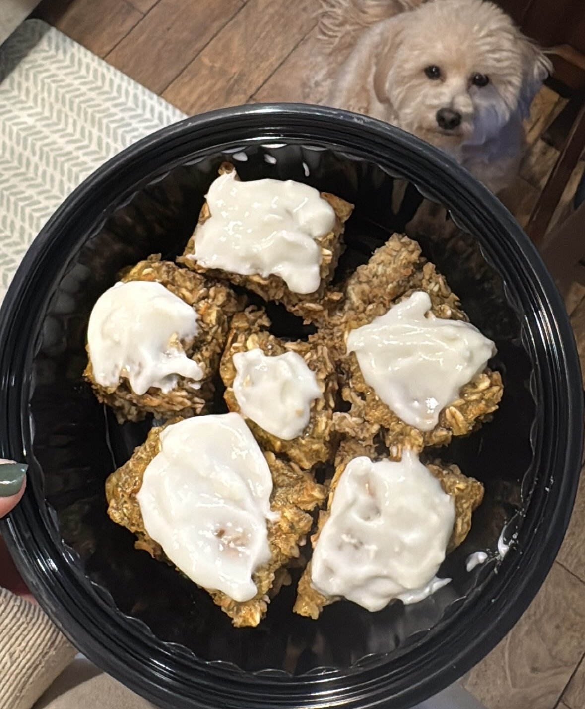 Carrot Cake Baked Oats with High Protein Cream Cheese Frosting